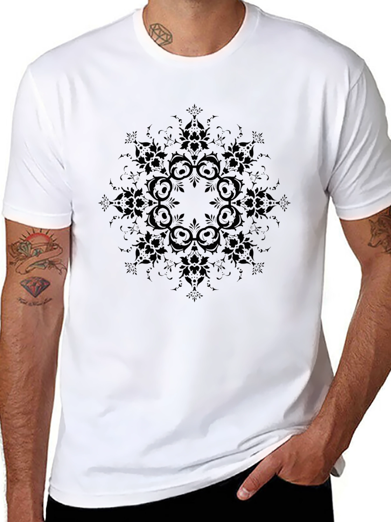 Black Floral Mandala T-Shirt - Stylish Comfort