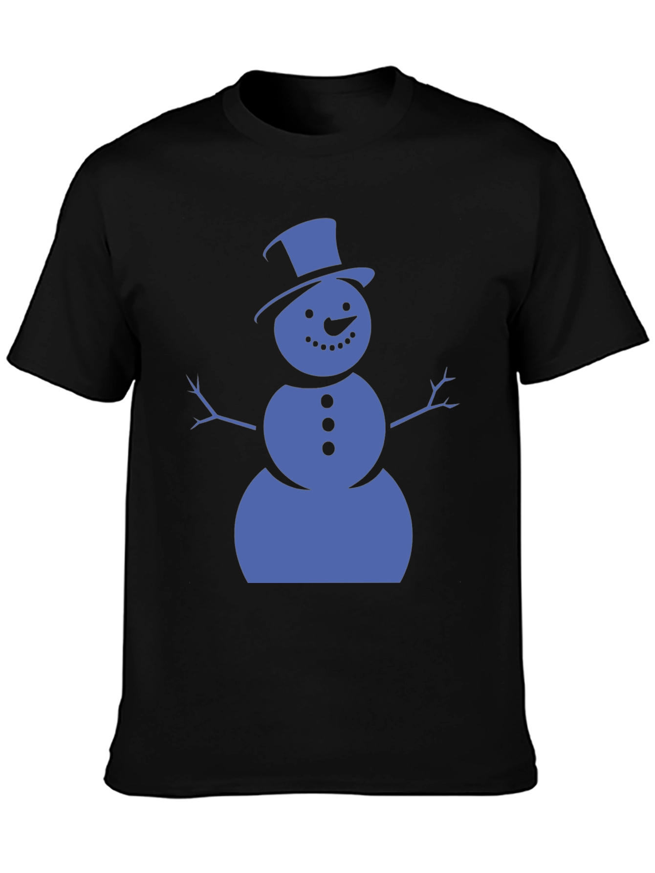 Snowman Graphic Tee - Black Cotton Shirt