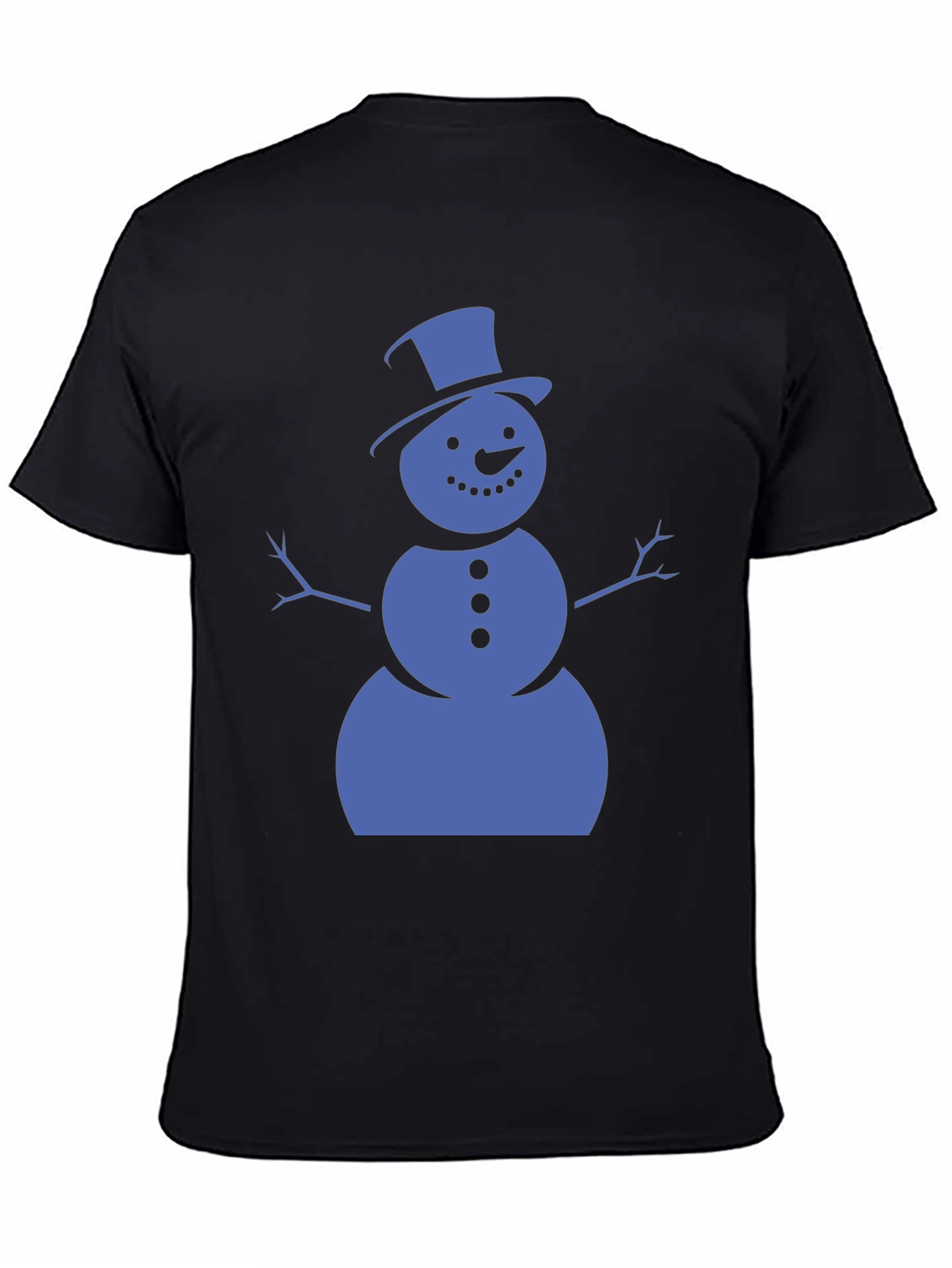 Snowman Graphic Tee - Black Cotton Shirt