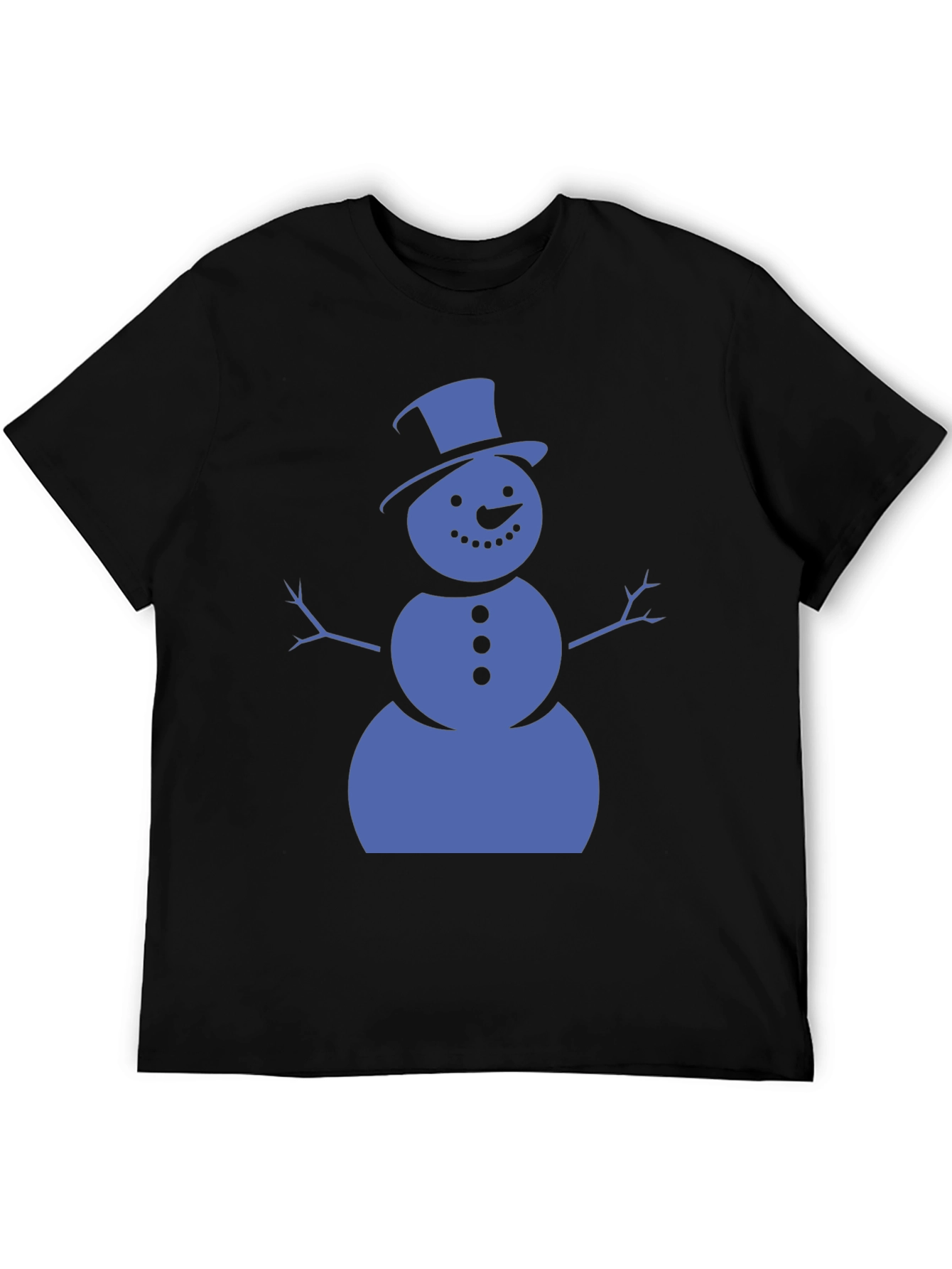 Snowman Graphic Tee - Black Cotton Shirt