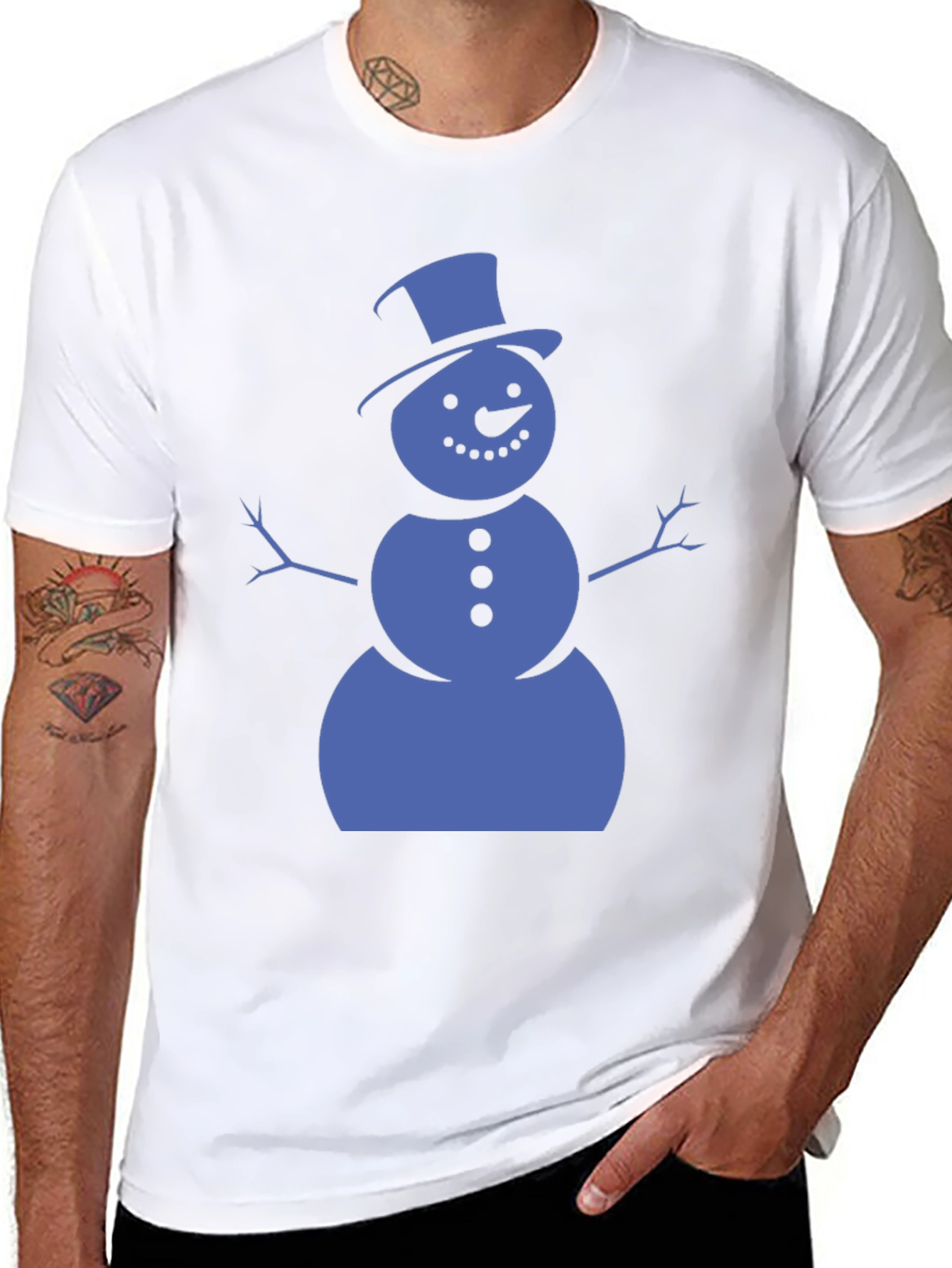 Snowman Graphic Tee - Black Cotton Shirt