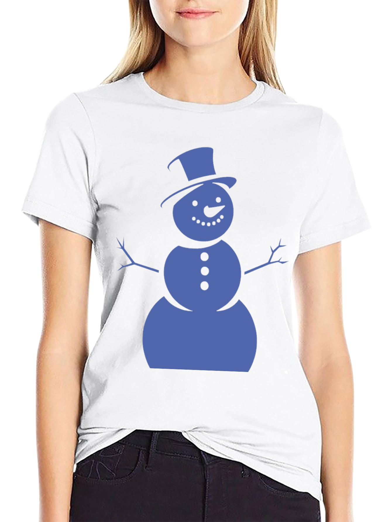 Snowman Graphic Tee - Black Cotton Shirt