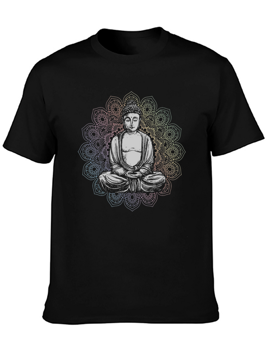Buddha Mandala Graphic Black T-Shirt