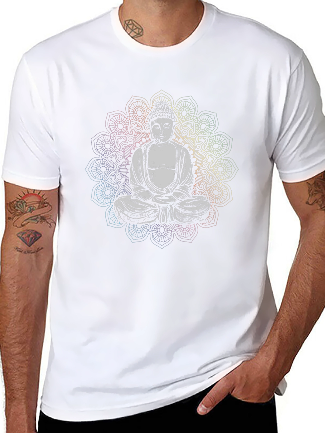 Buddha Mandala Graphic Black T-Shirt