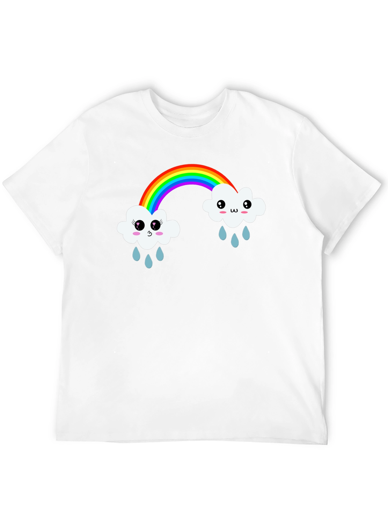 Kawaii Rainbow Cloud Black T-Shirt