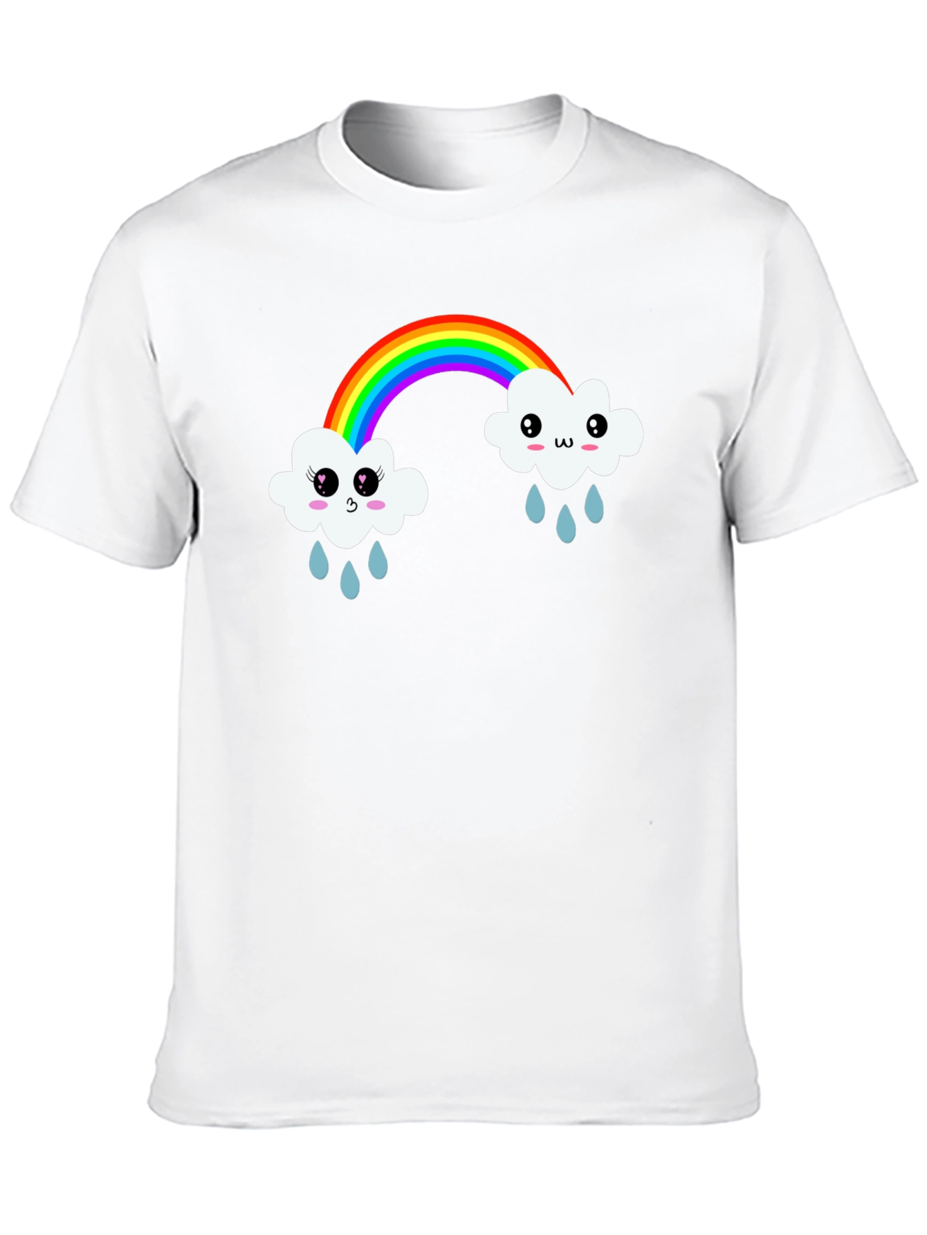 Kawaii Rainbow Cloud Black T-Shirt