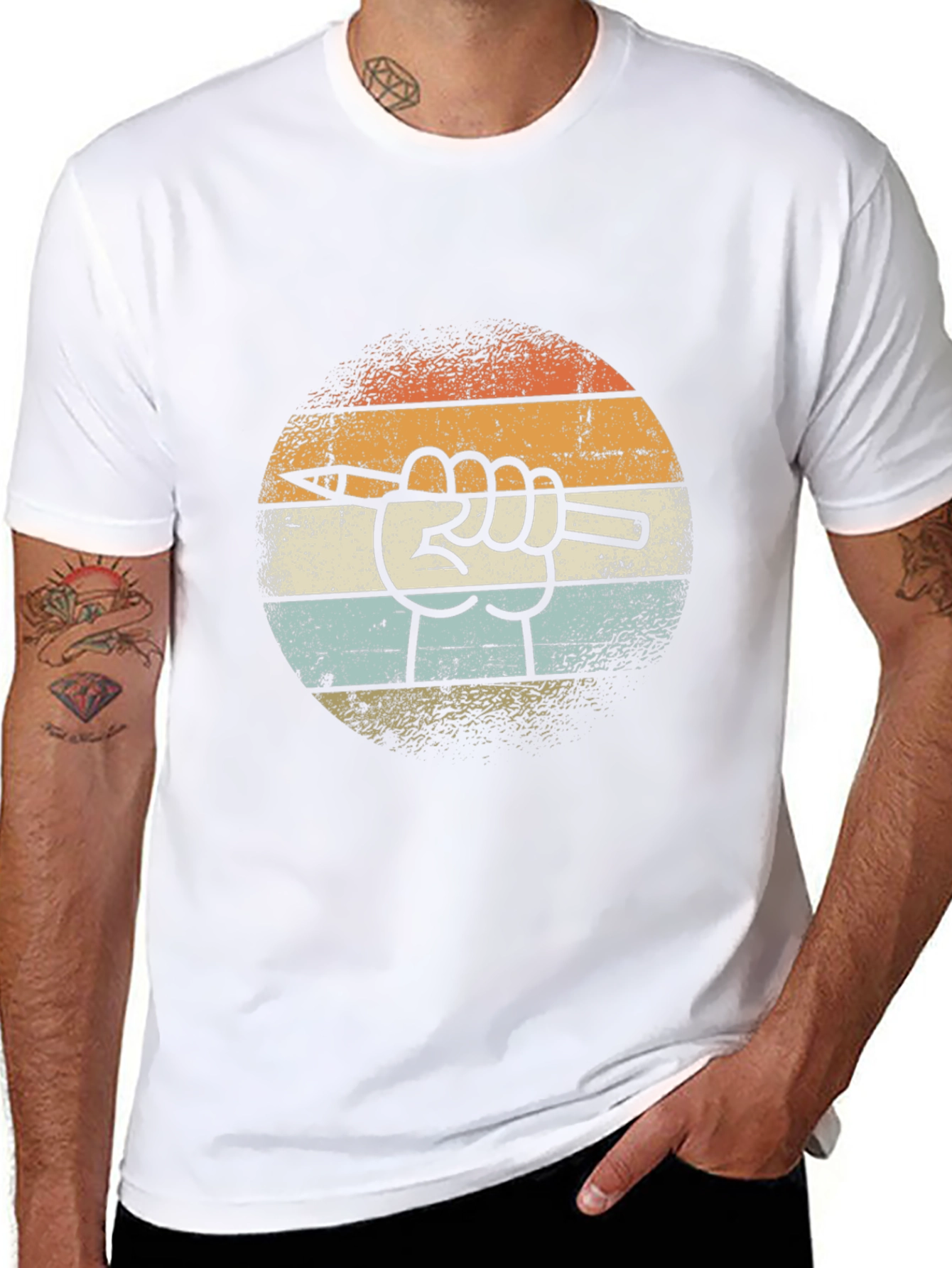 Retro Artist Hand Pencil T-Shirt