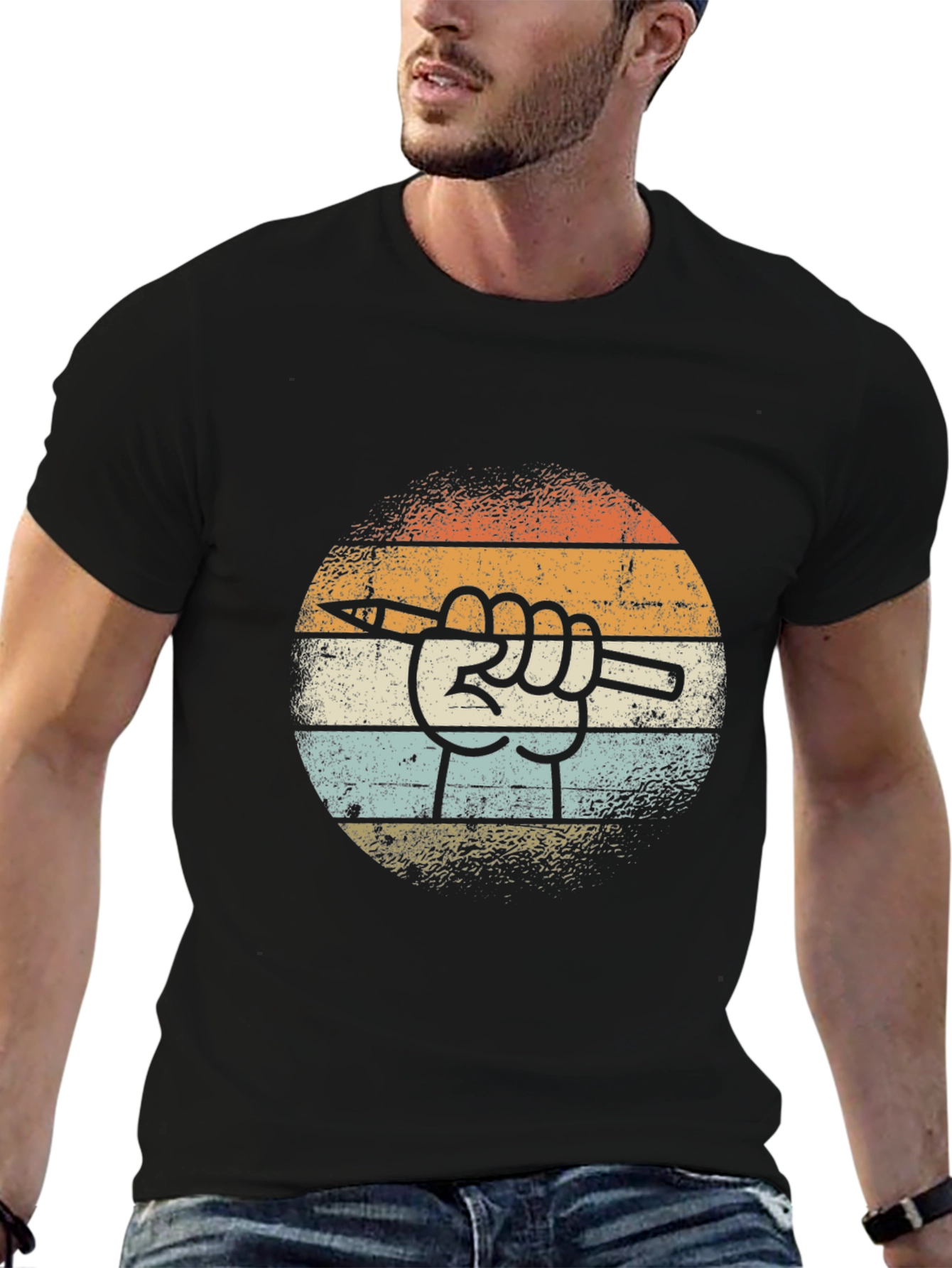 Retro Artist Hand Pencil T-Shirt
