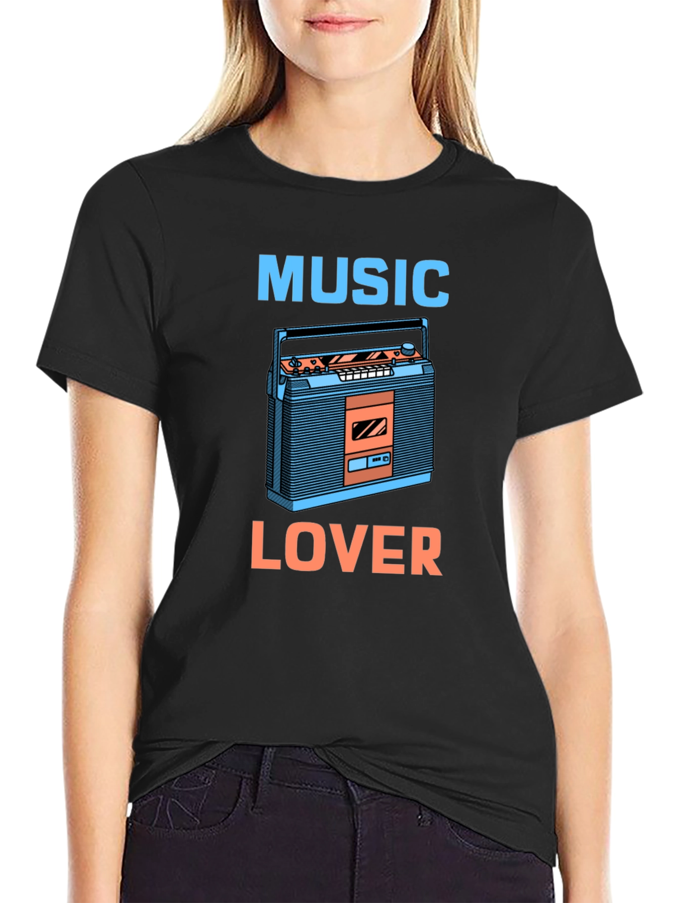 Music Lover Retro Boombox Graphic T-Shirt