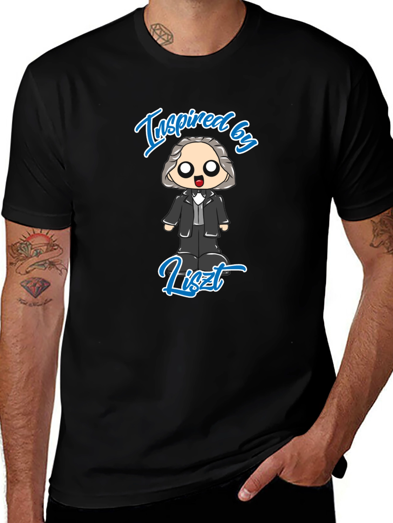 Inspired by Liszt Black T-Shirt - Music Composer Design