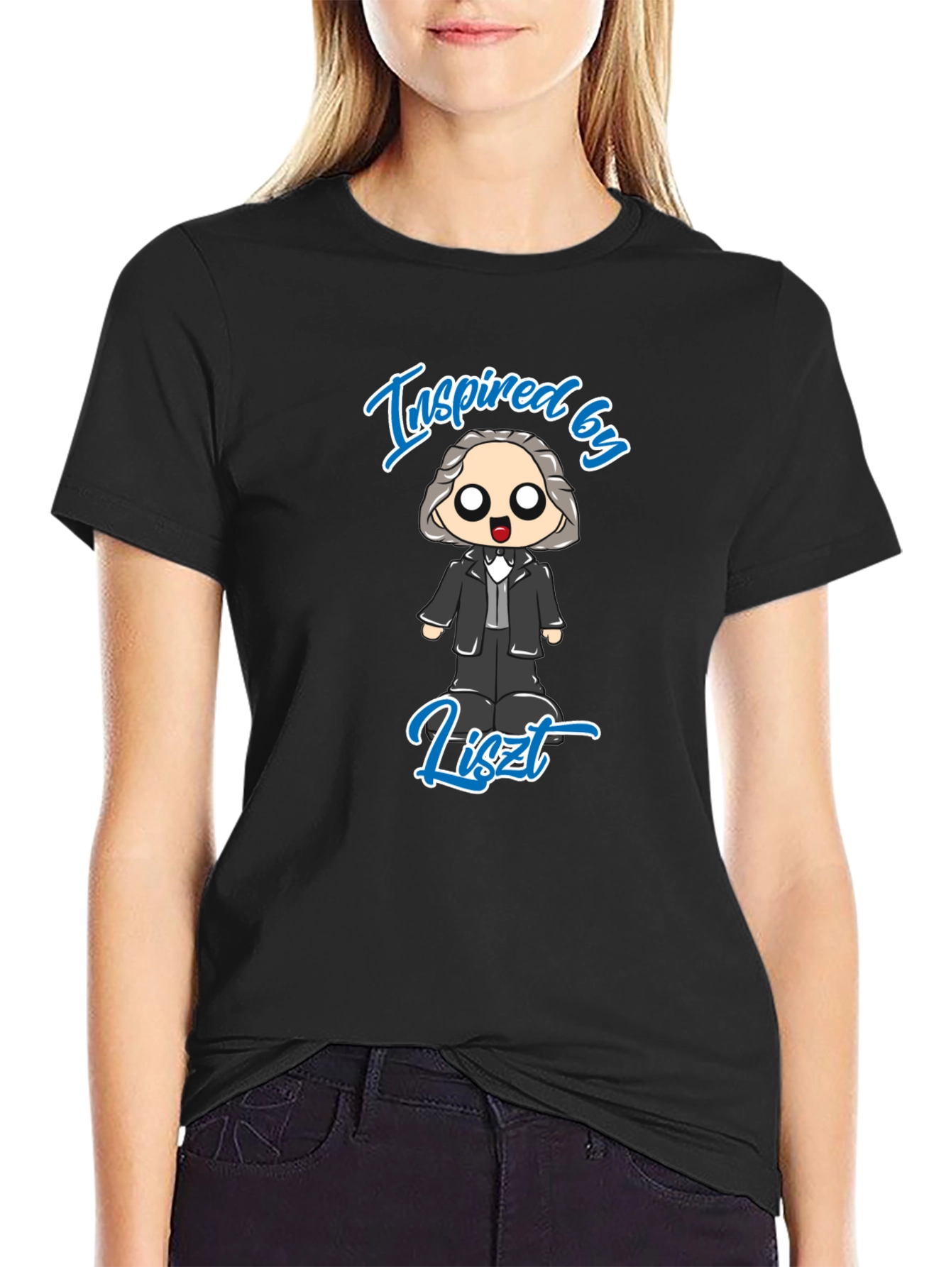 Inspired by Liszt Black T-Shirt - Music Composer Design
