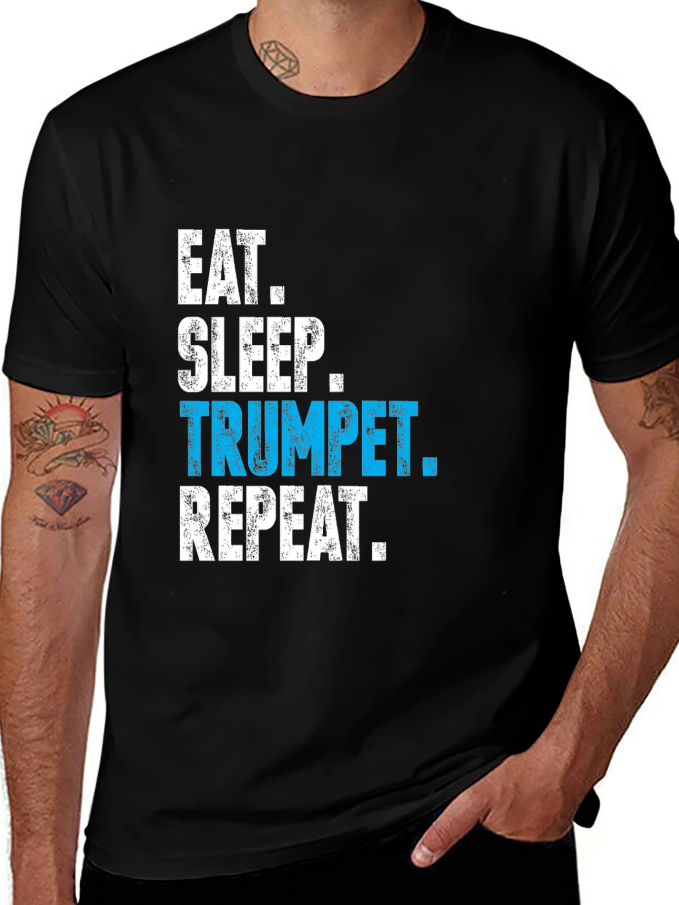 Eat Sleep Trumpet Repeat Black T-Shirt