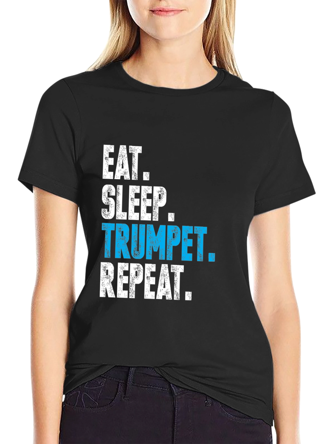 Eat Sleep Trumpet Repeat Black T-Shirt
