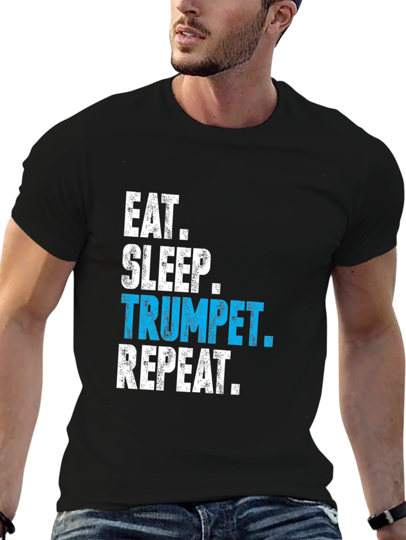Eat Sleep Trumpet Repeat Black T-Shirt