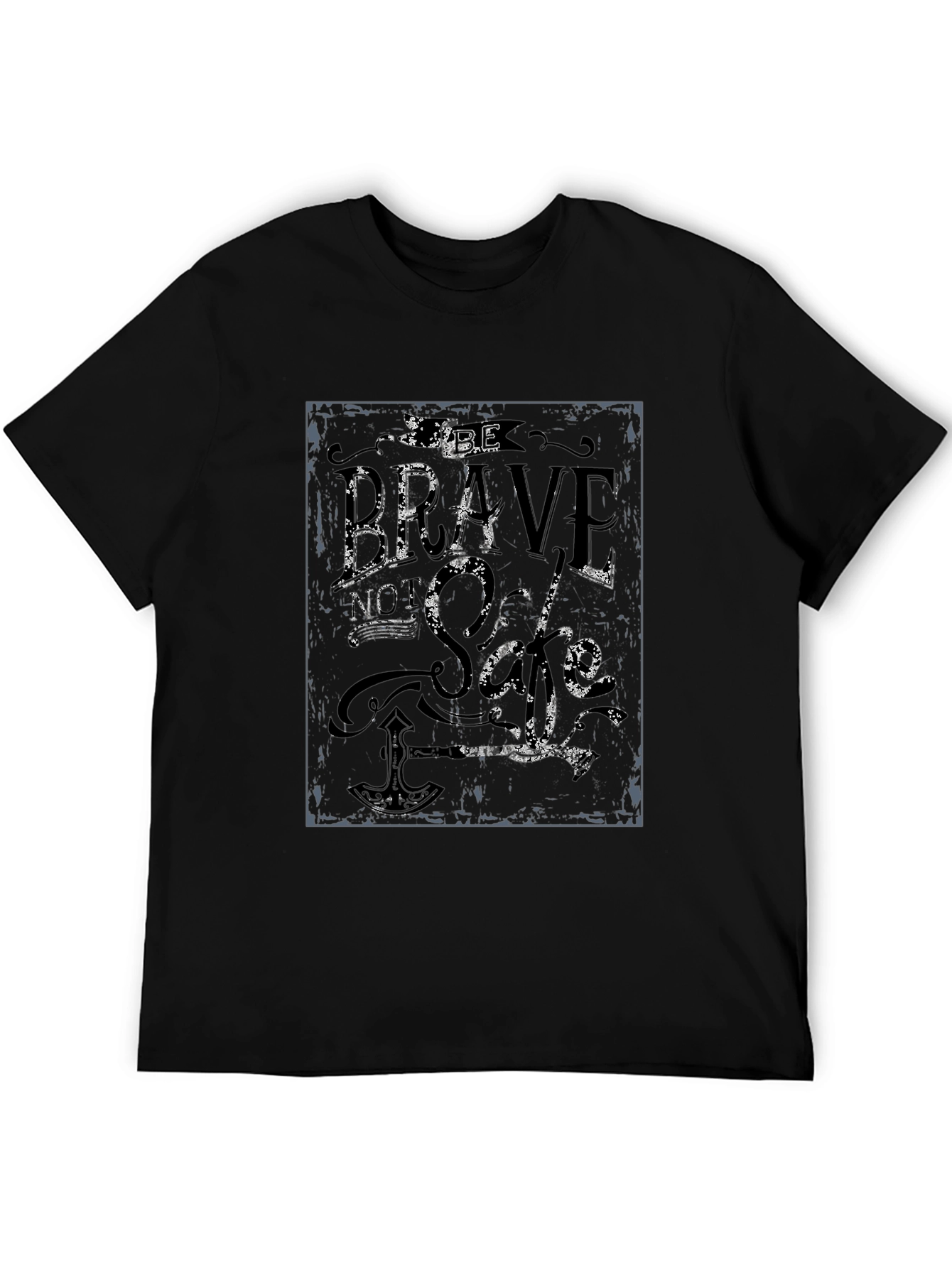 Brave Soul Mens Graphic Print Black T-Shirt
