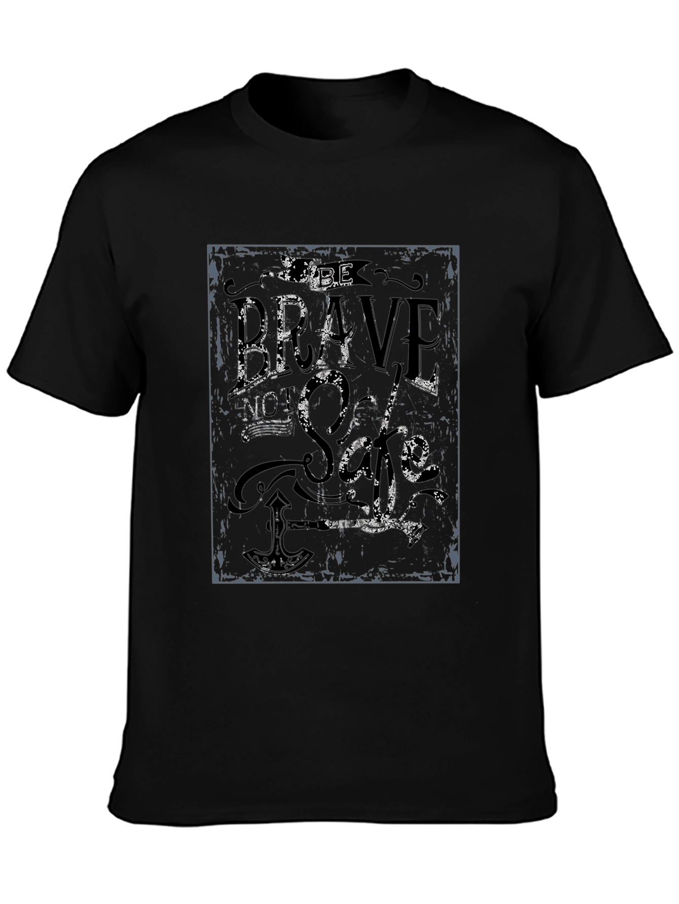 Brave Soul Mens Graphic Print Black T-Shirt