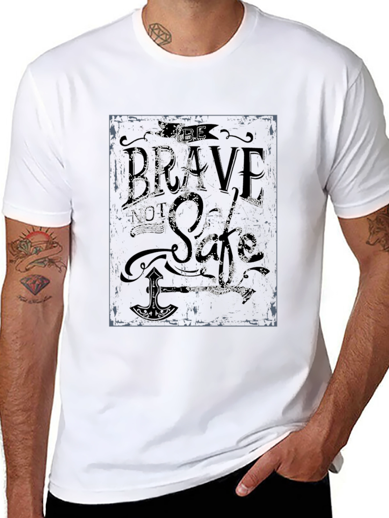 Brave Soul Mens Graphic Print Black T-Shirt