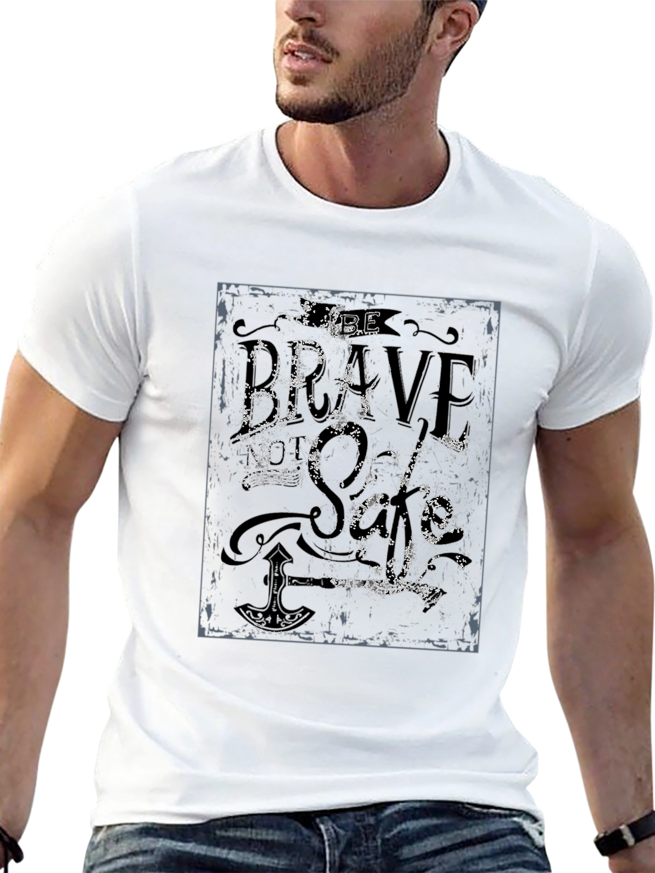 Brave Soul Mens Graphic Print Black T-Shirt