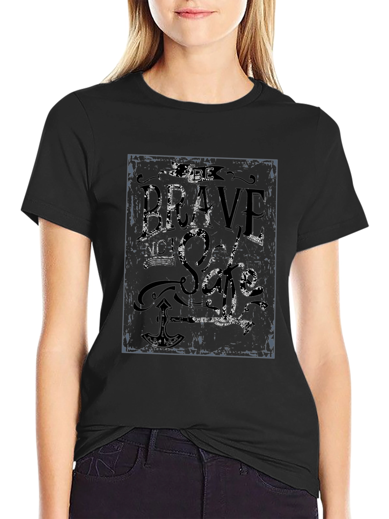 Brave Soul Mens Graphic Print Black T-Shirt