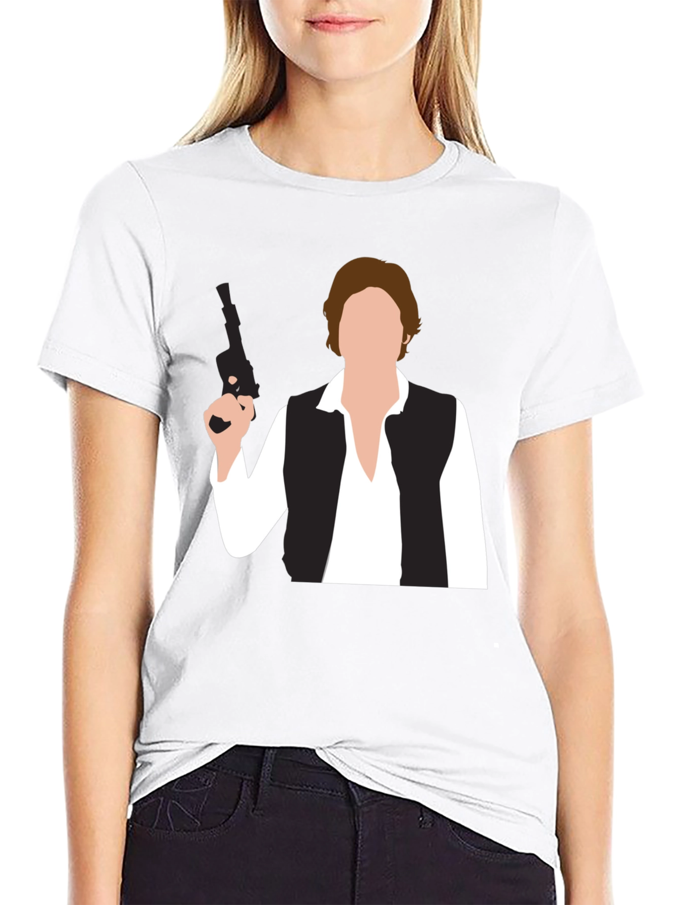 Han Solo Graphic T-Shirt - Black Cotton Blend