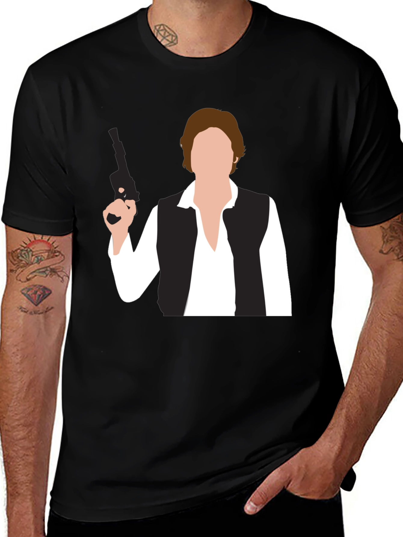 Han Solo Graphic T-Shirt - Black Cotton Blend