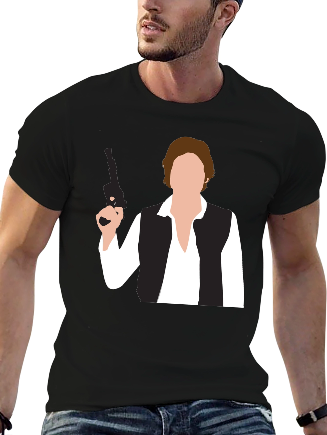 Han Solo Graphic T-Shirt - Black Cotton Blend