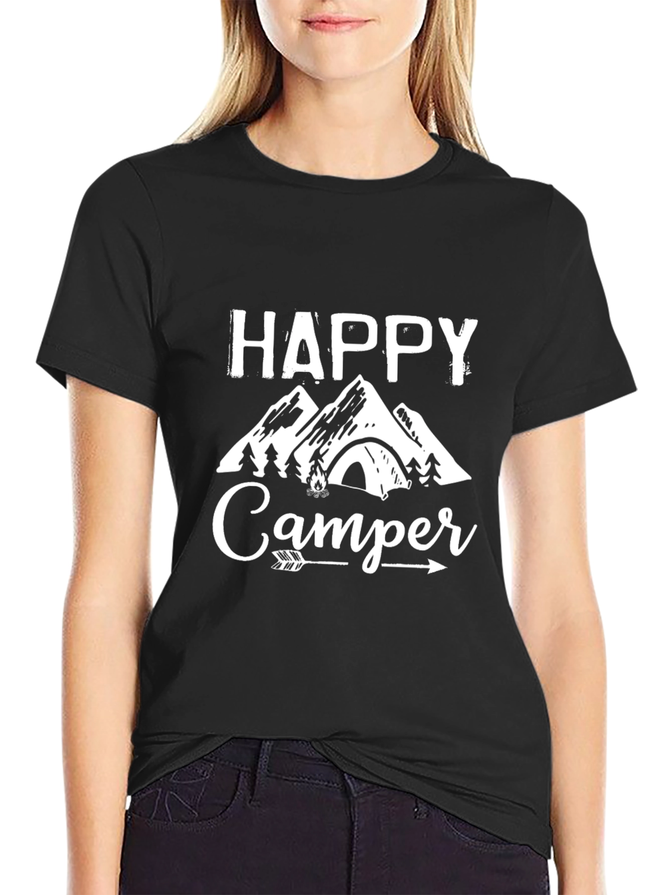 Happy Camper Graphic Tee - Mountain Camping T-Shirt