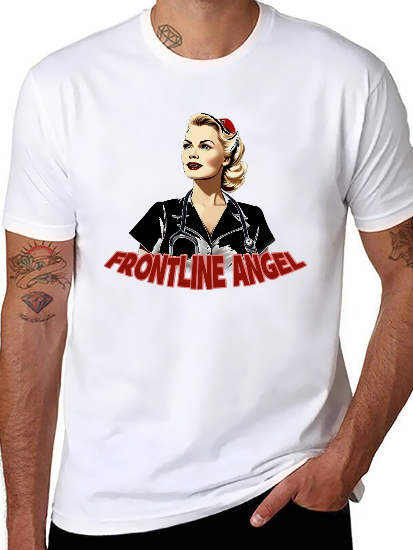 Frontline Angel Graphic T-Shirt - Black