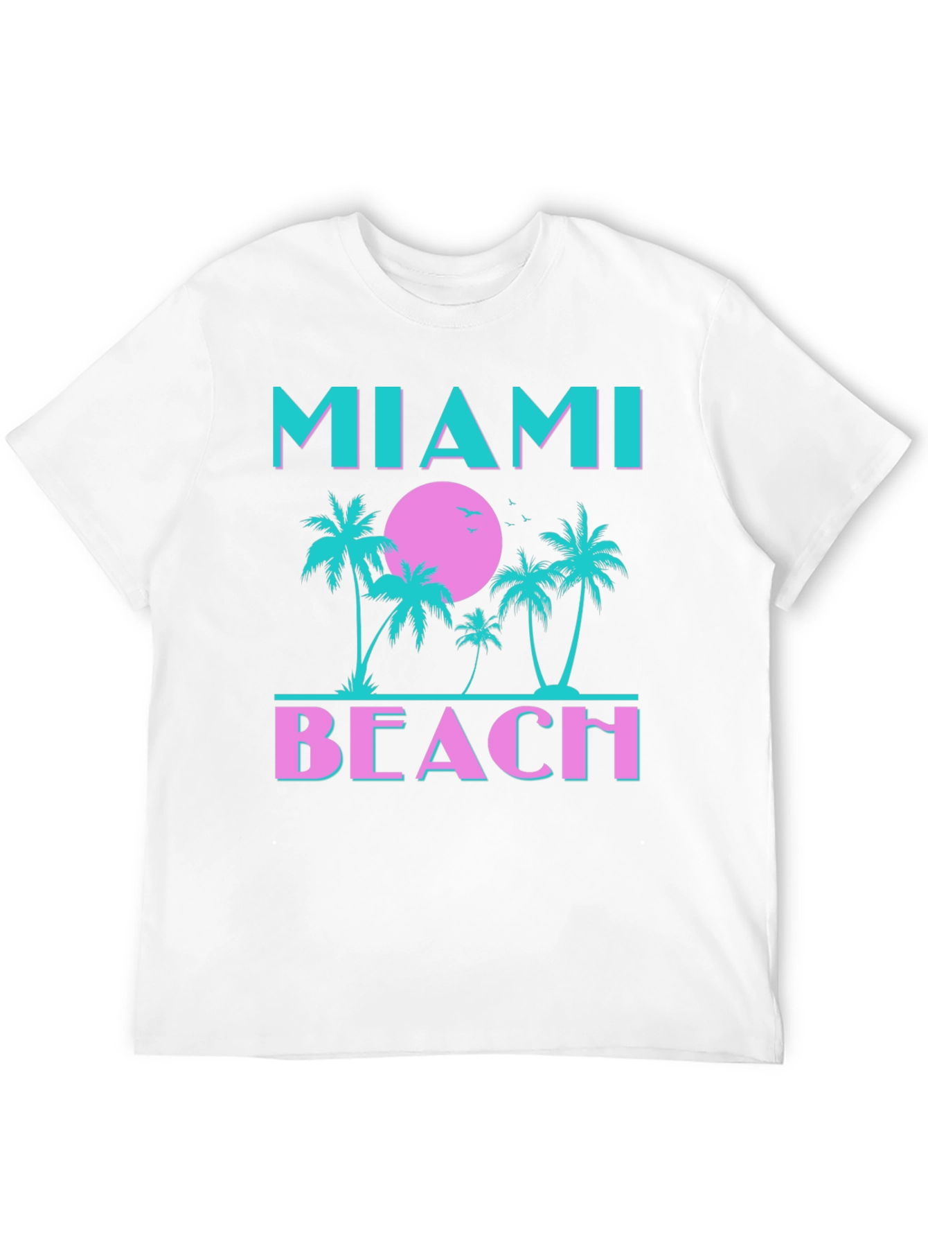 Miami Beach Graphic T-Shirt Palm Tree Sunset Tee