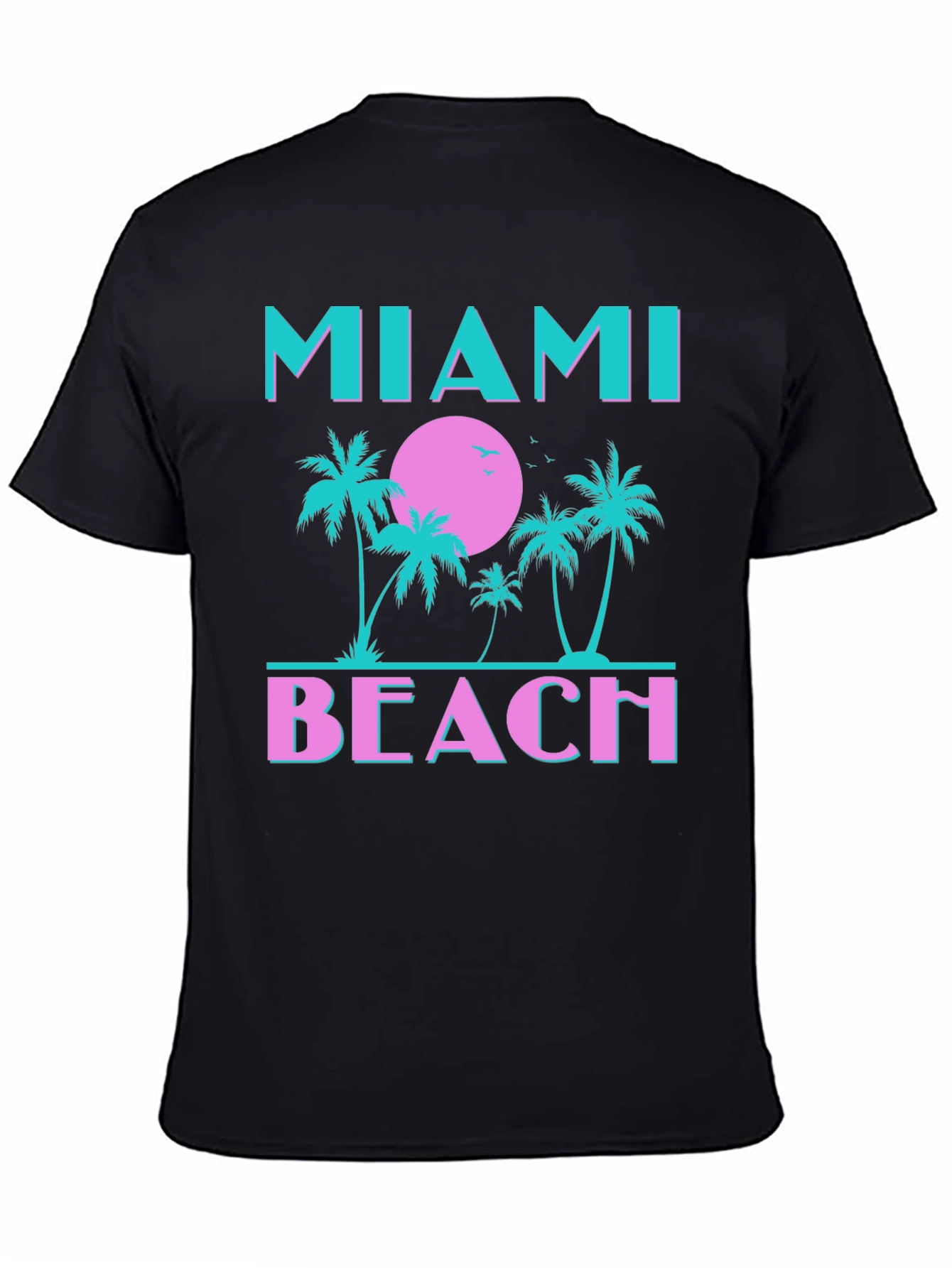 Miami Beach Graphic T-Shirt Palm Tree Sunset Tee