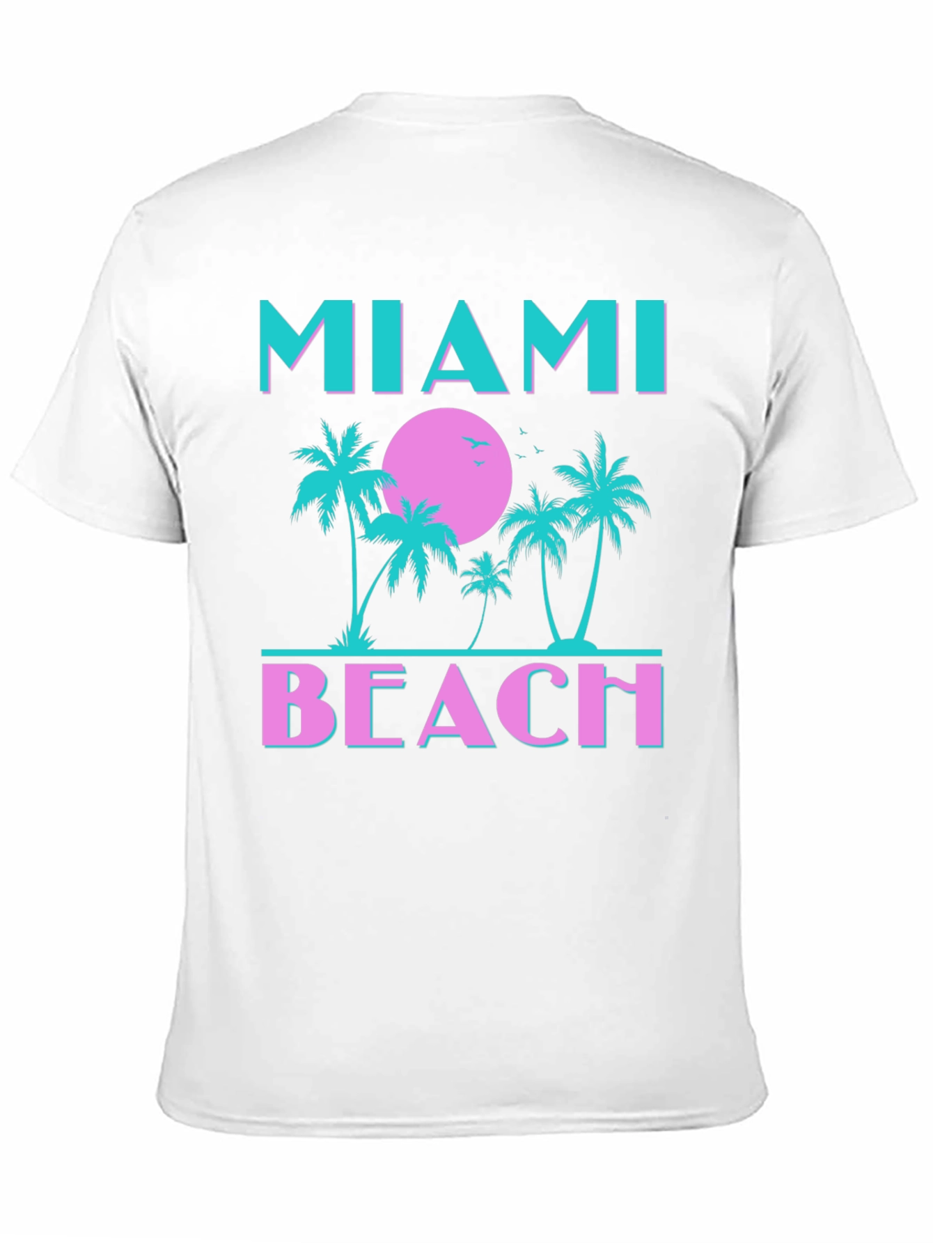 Miami Beach Graphic T-Shirt Palm Tree Sunset Tee