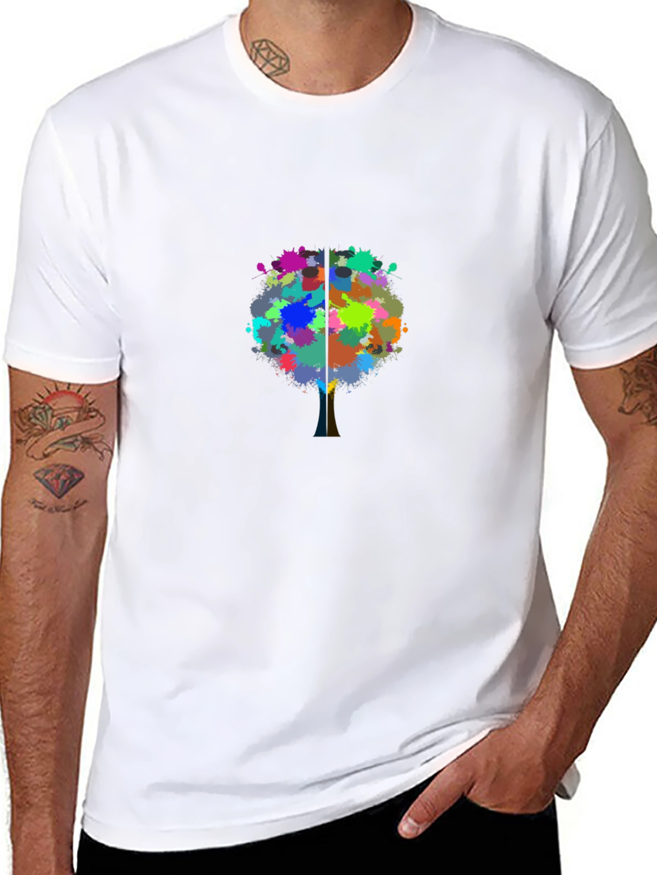 Abstract Tree Splatter Black T-Shirt