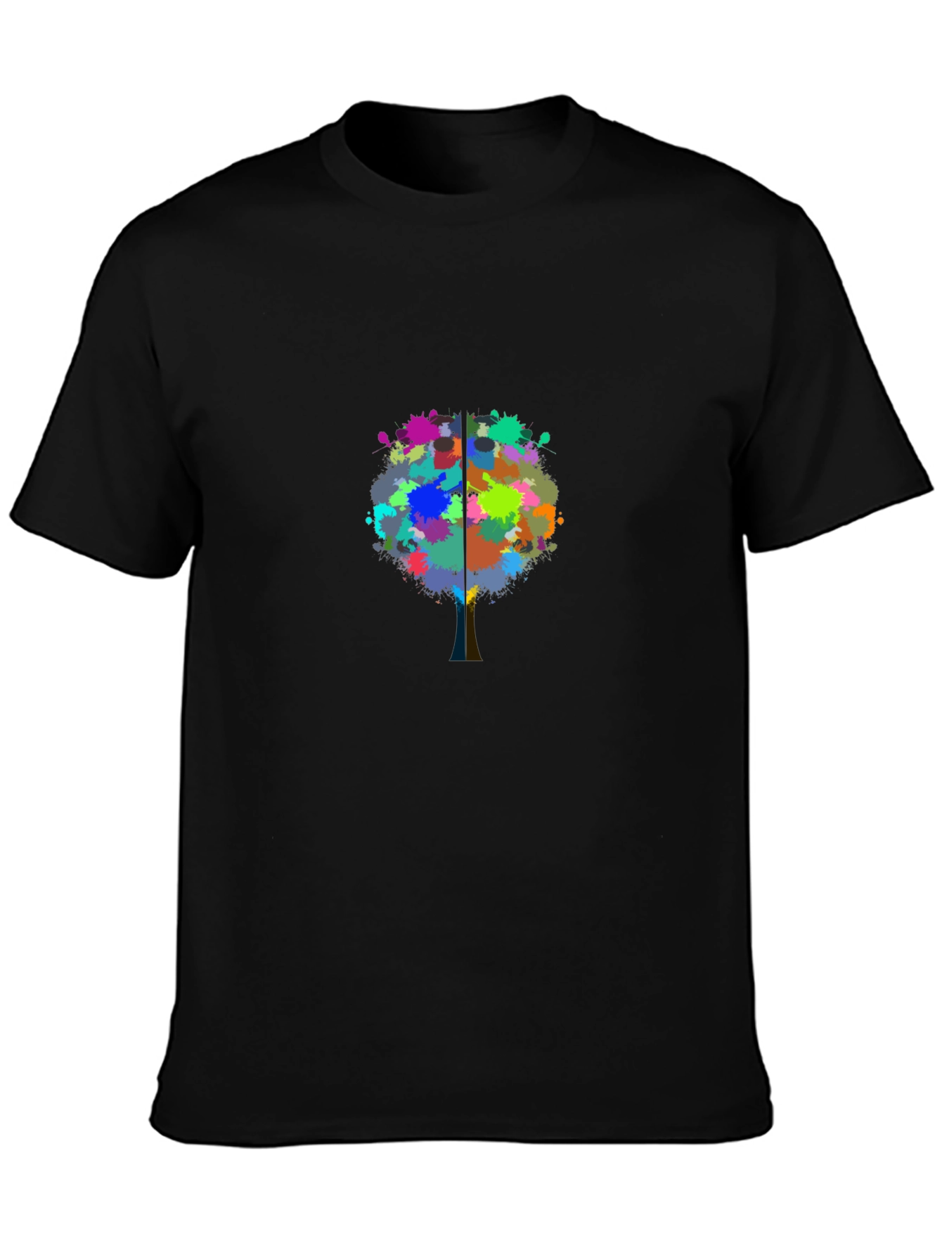 Abstract Tree Splatter Black T-Shirt