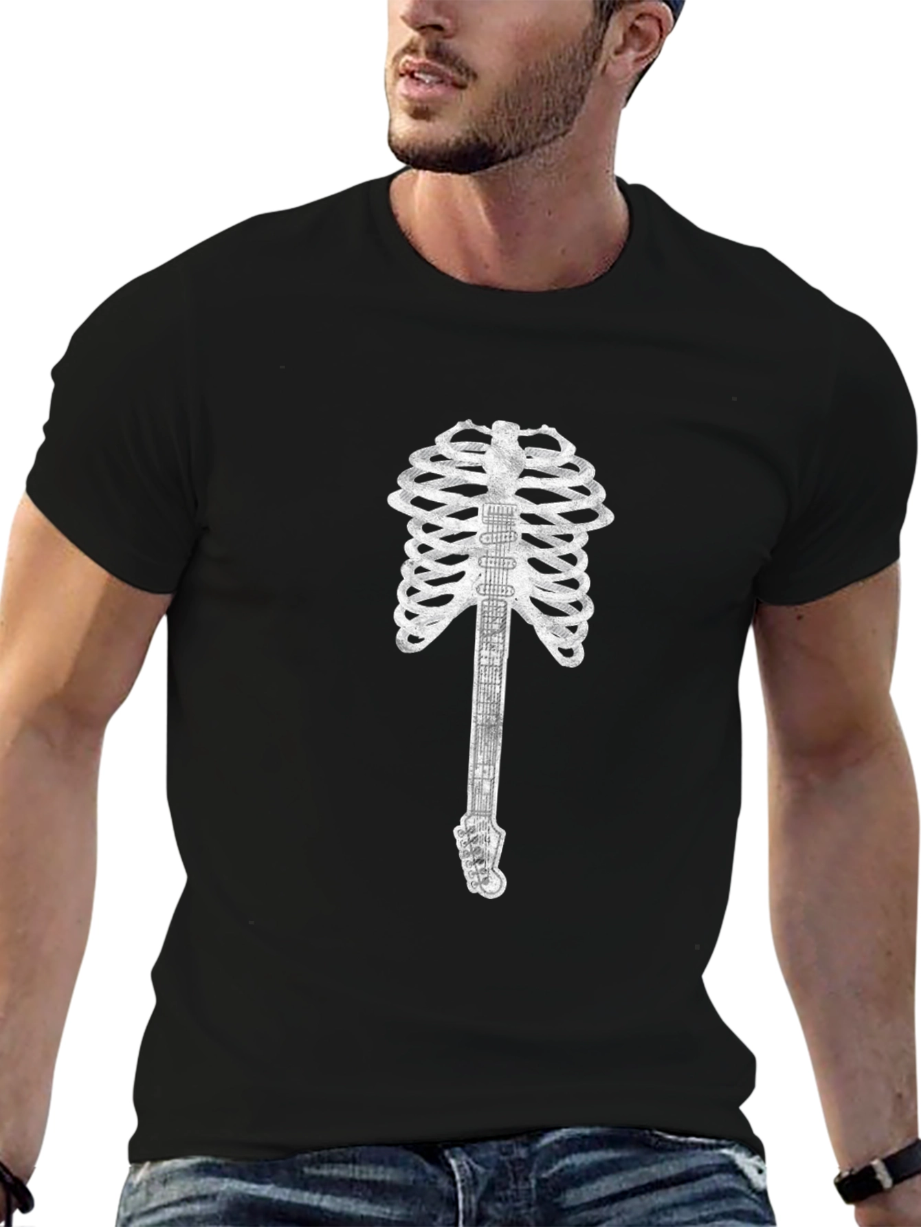 Guitar Skeleton Graphic Tee - Rocker Style