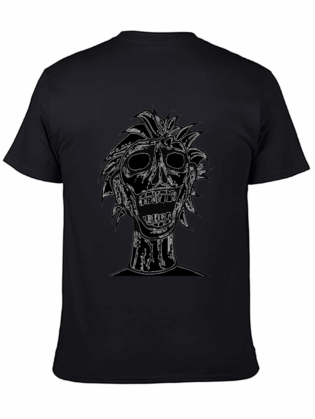 Edgy Skull Graphic Tee - Black Cotton T-Shirt