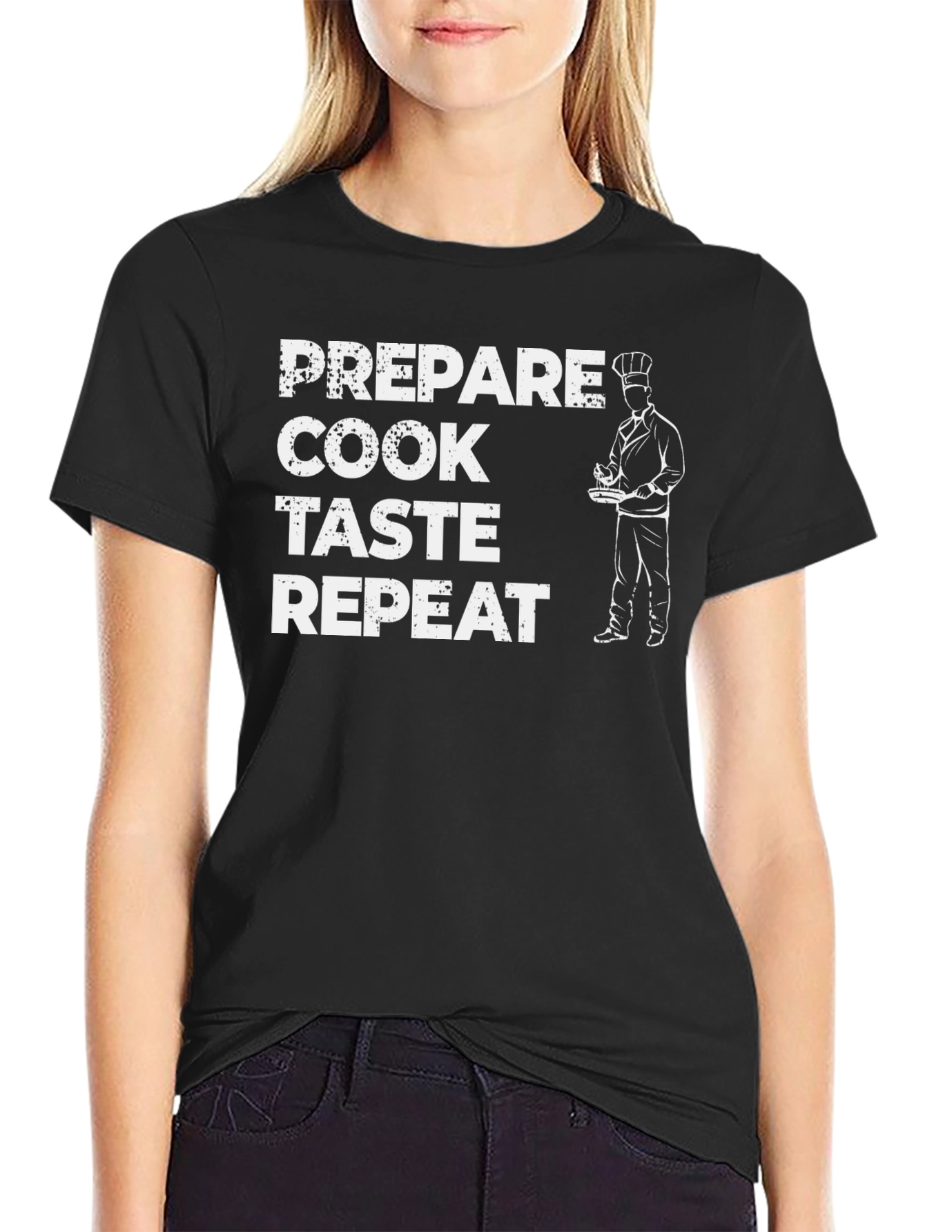 Prepare Cook Taste Repeat Chef Graphic T-Shirt