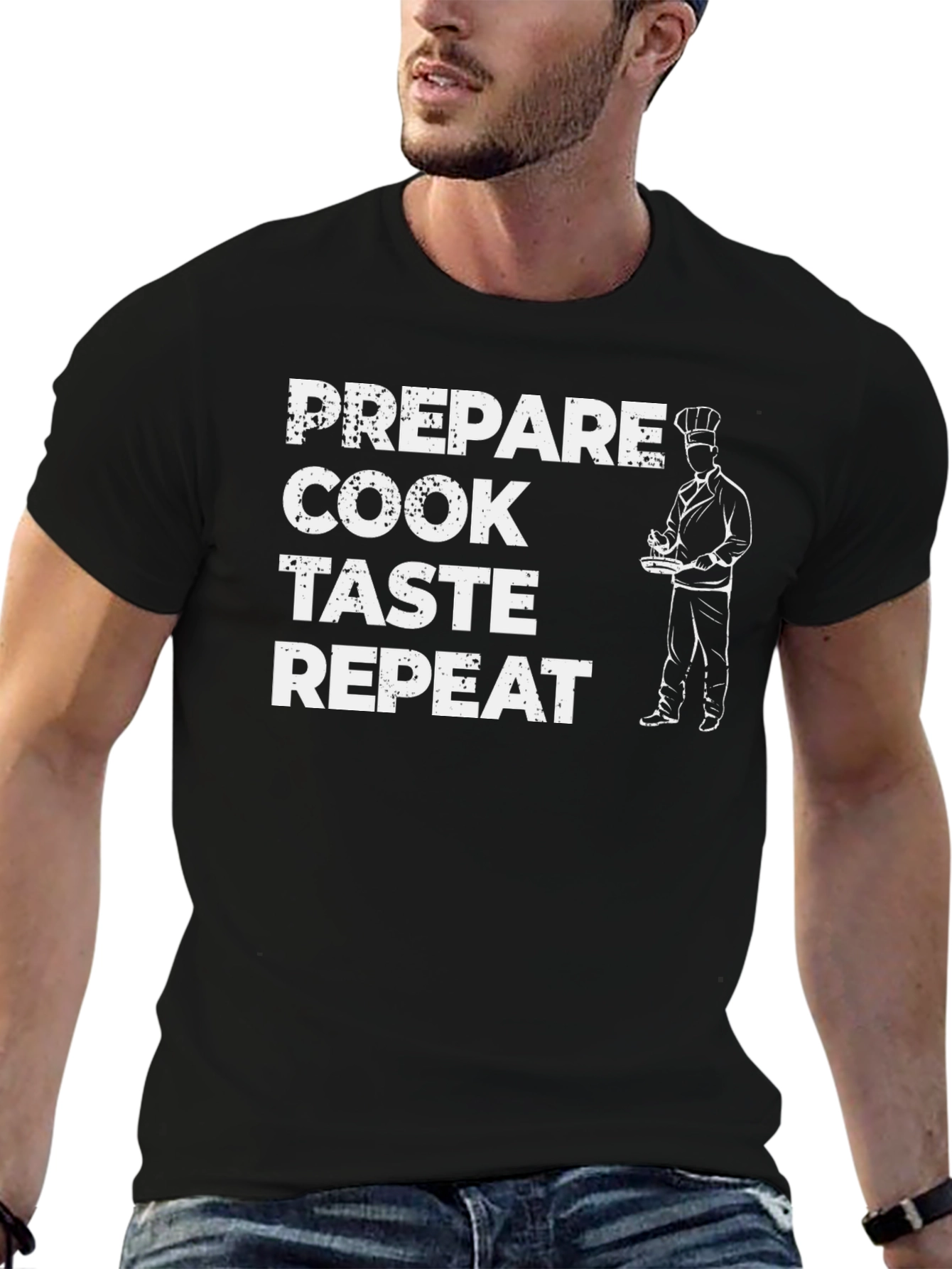 Prepare Cook Taste Repeat Chef Graphic T-Shirt