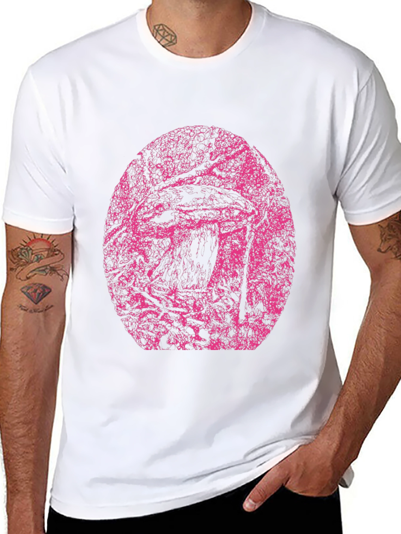 Black T-Shirt with Pink Abstract Design