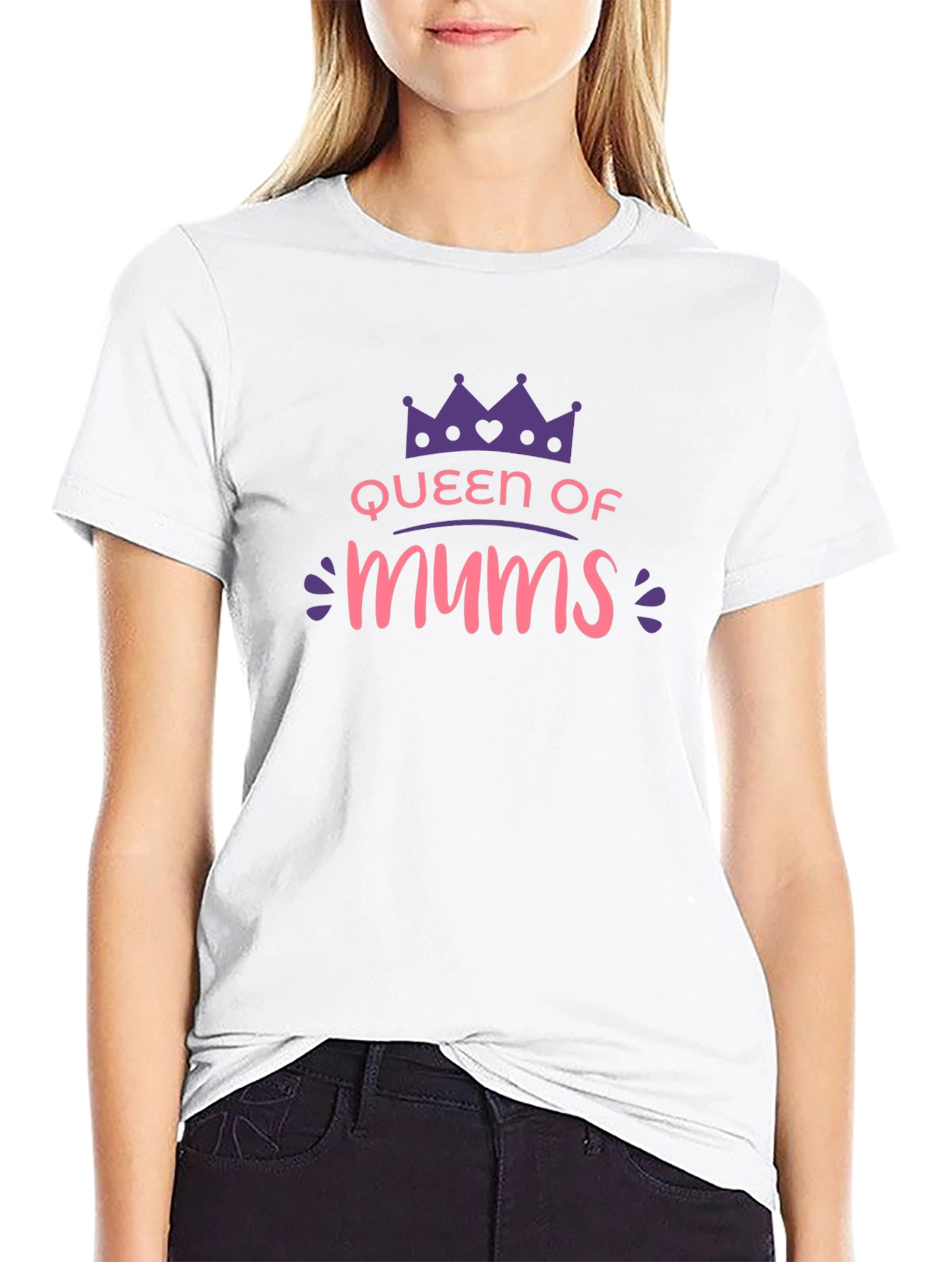 Queen of Mums Graphic T-Shirt - Black