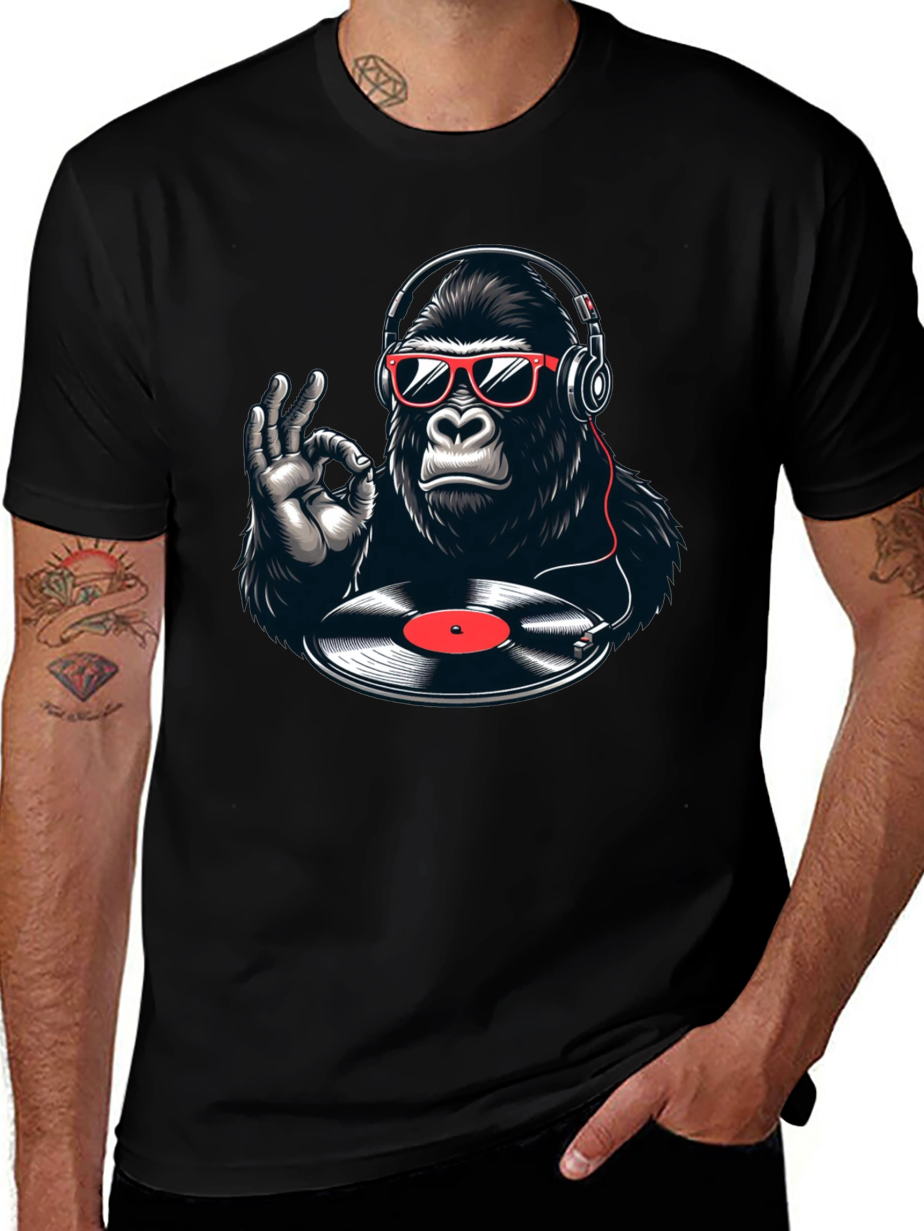 DJ Gorilla Graphic T-Shirt - Black