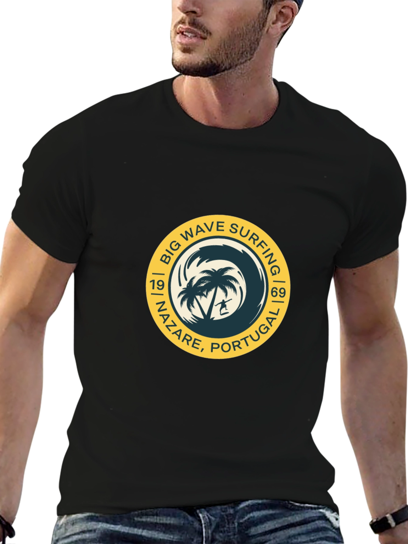Big Wave Surfing T-Shirt - Nazare Portugal Tee