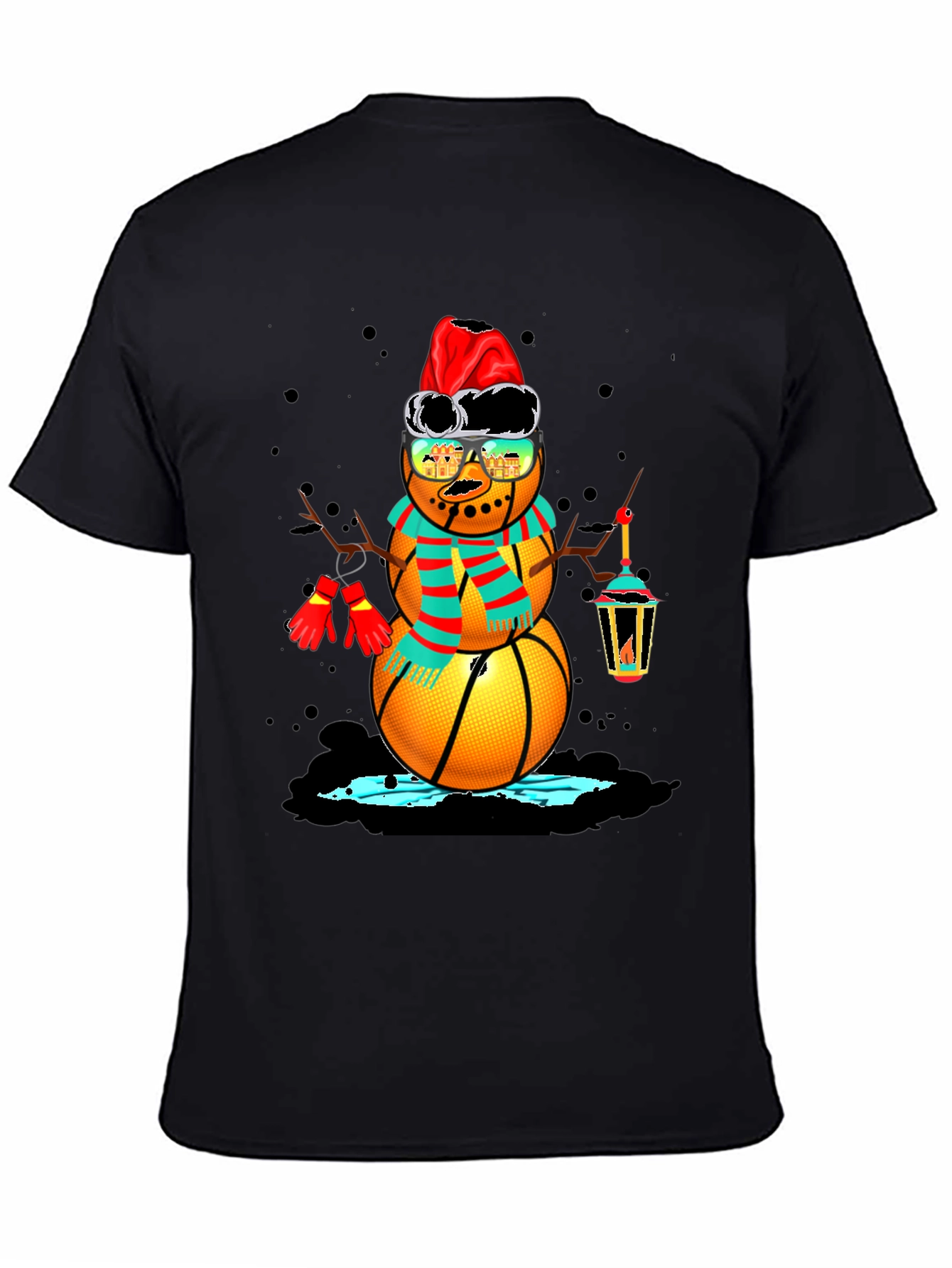Basketball Snowman Holiday T-Shirt