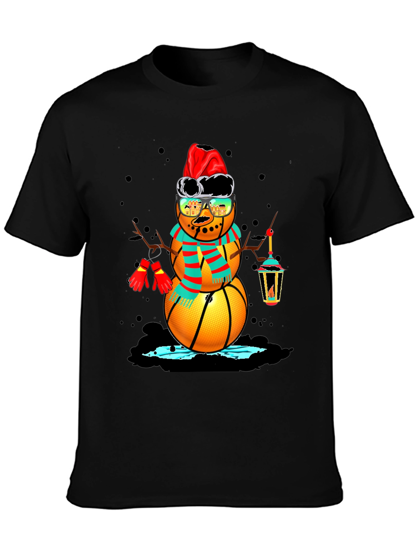 Basketball Snowman Holiday T-Shirt