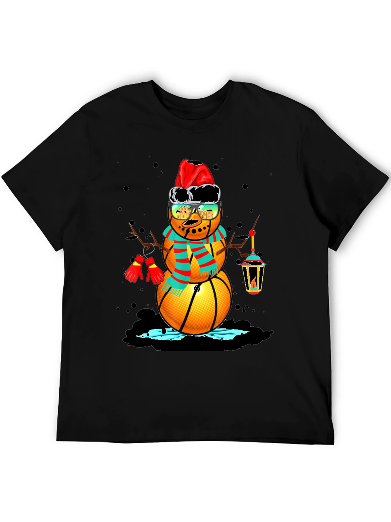 Basketball Snowman Holiday T-Shirt