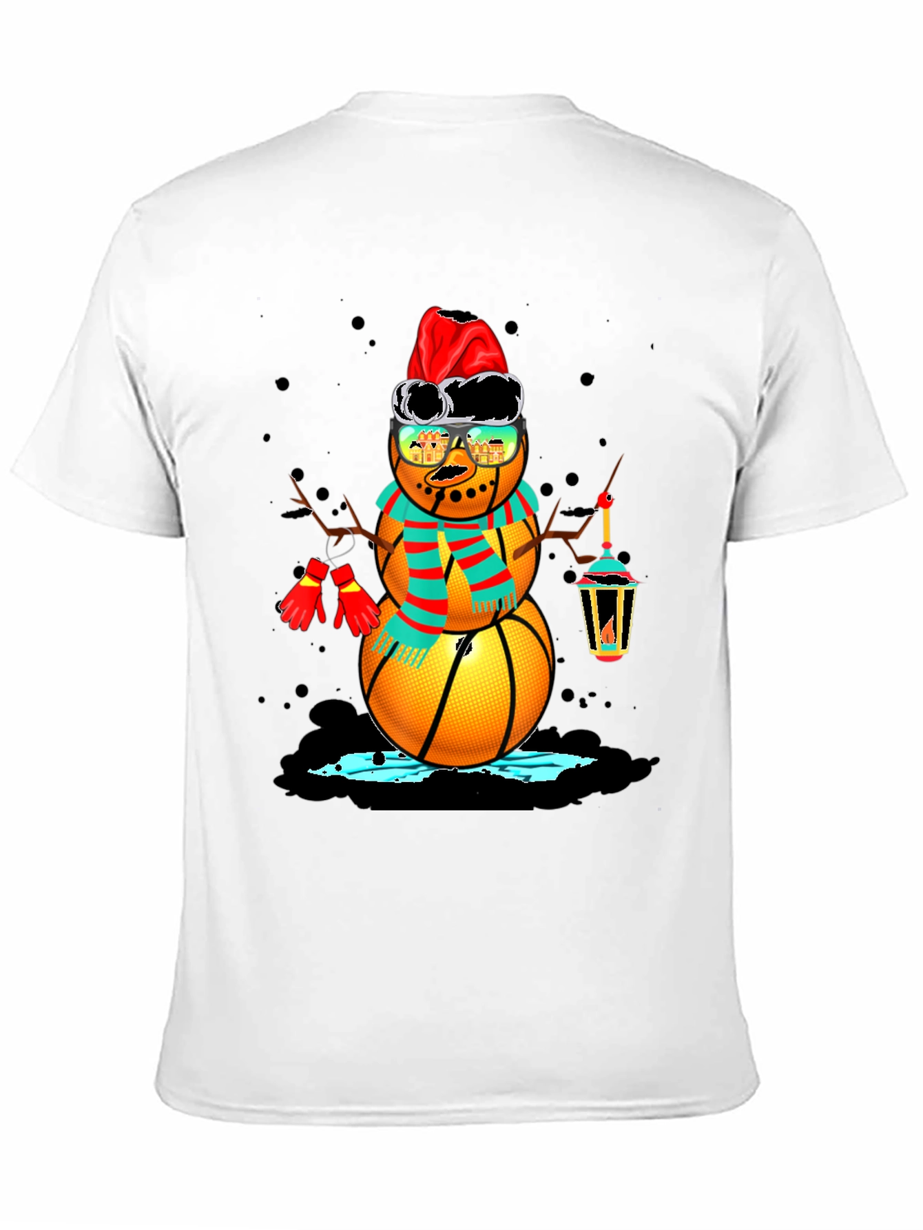Basketball Snowman Holiday T-Shirt