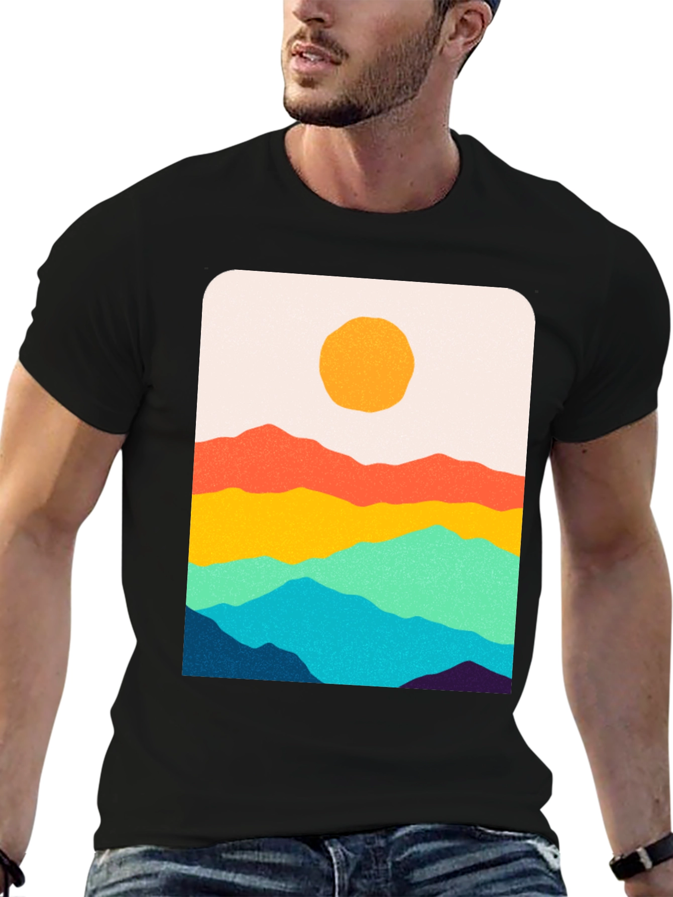 Sunset Mountain Graphic Tee - Black Unisex T-Shirt