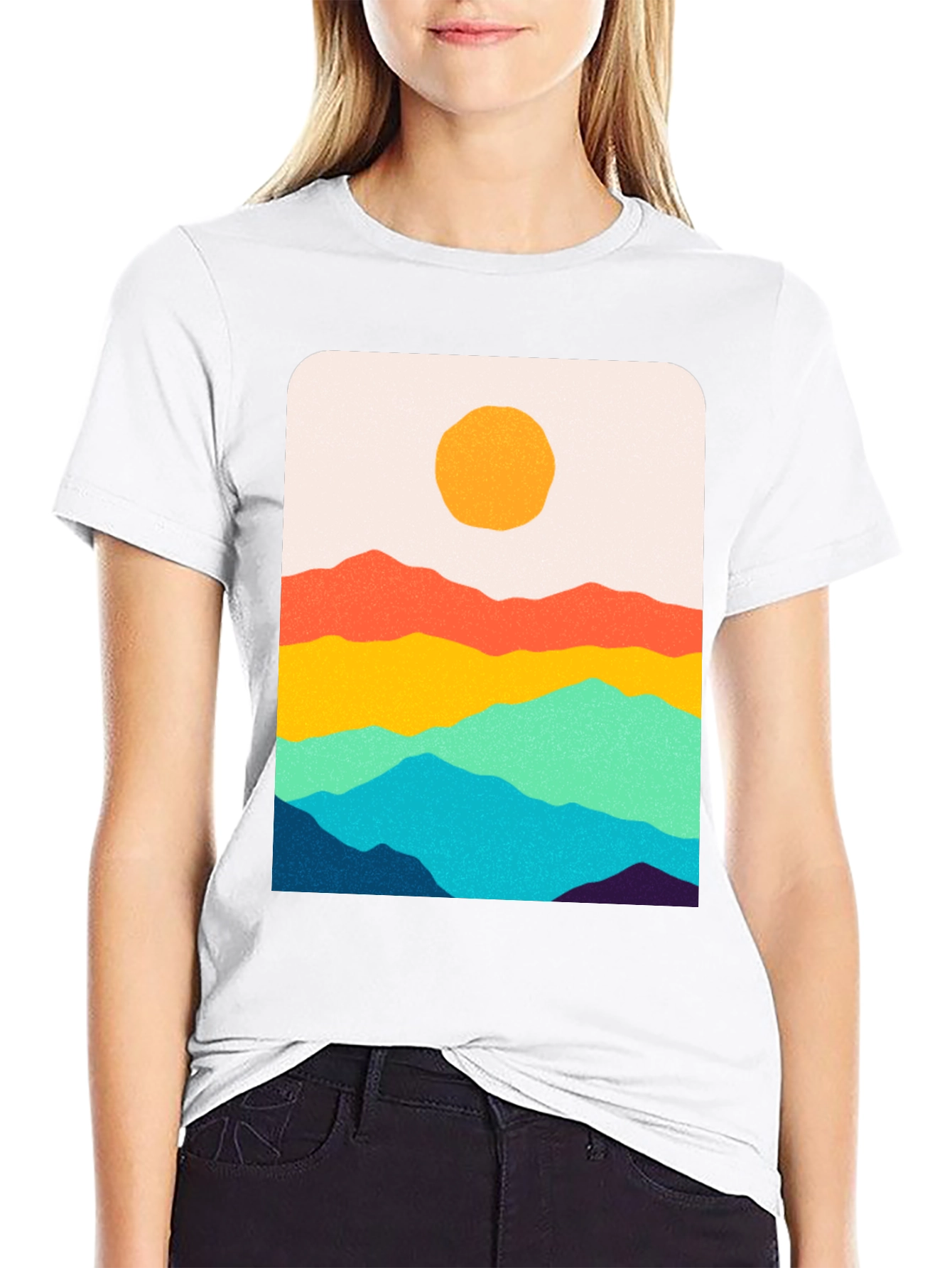 Sunset Mountain Graphic Tee - Black Unisex T-Shirt