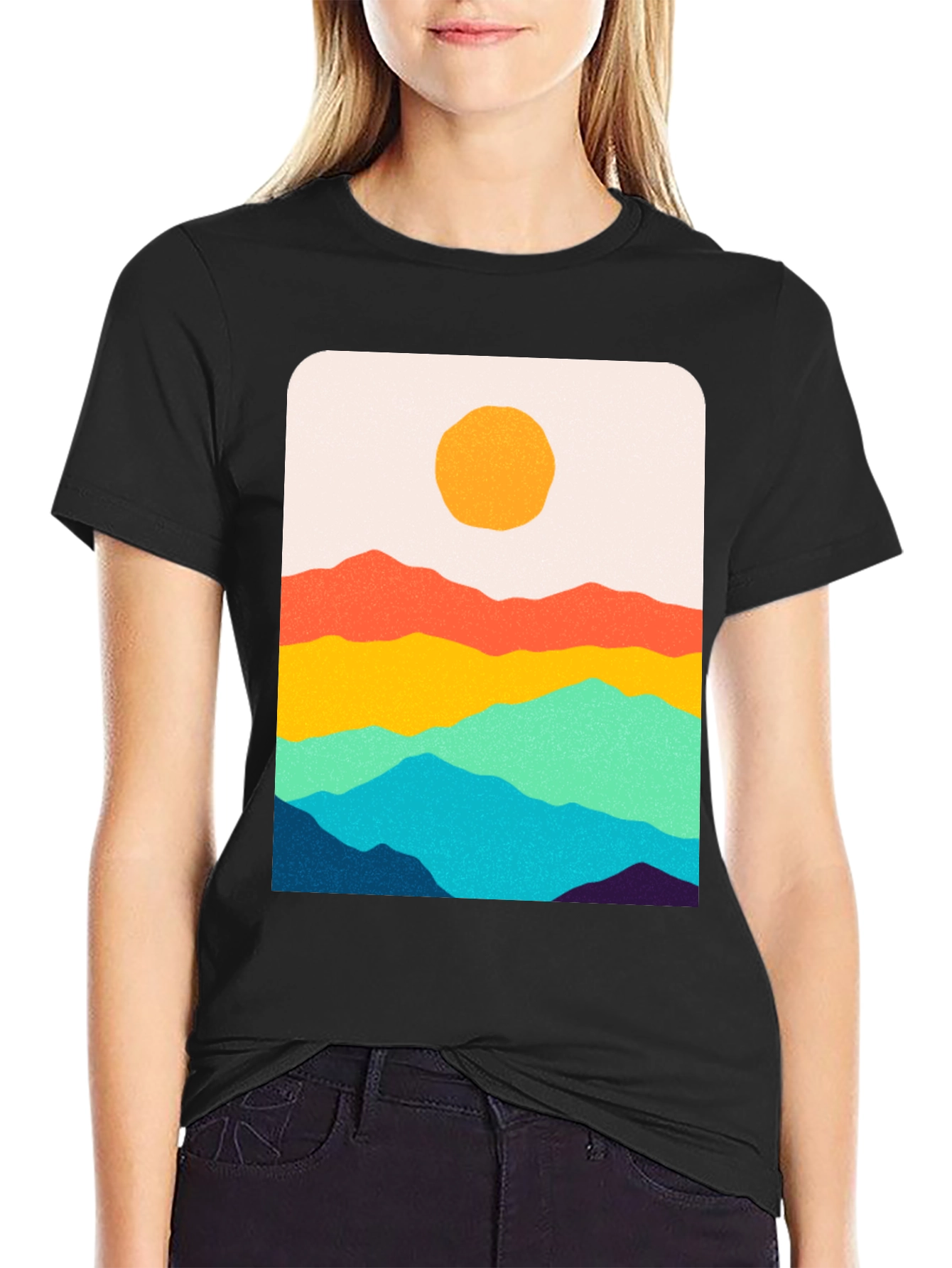 Sunset Mountain Graphic Tee - Black Unisex T-Shirt