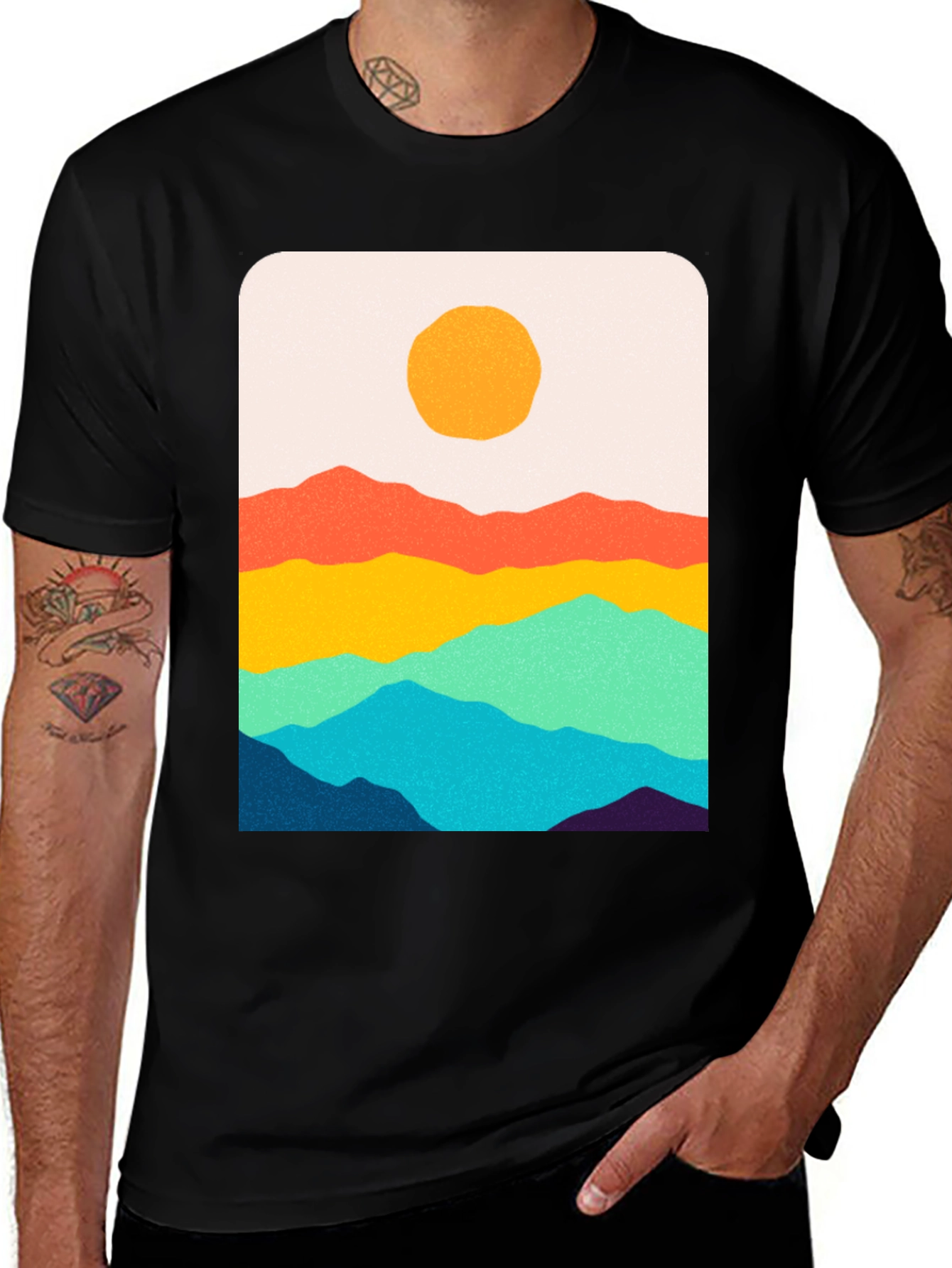 Sunset Mountain Graphic Tee - Black Unisex T-Shirt