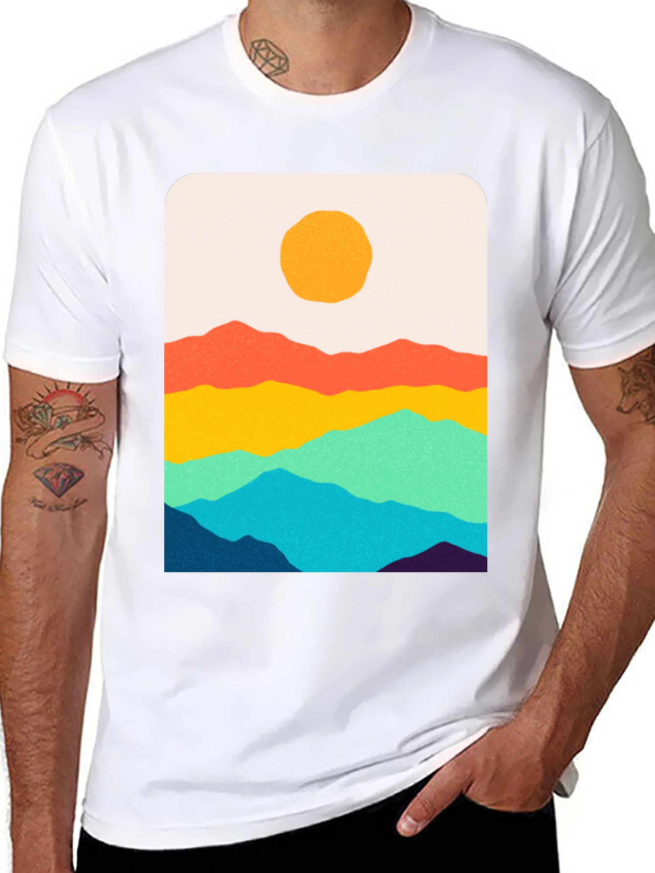 Sunset Mountain Graphic Tee - Black Unisex T-Shirt